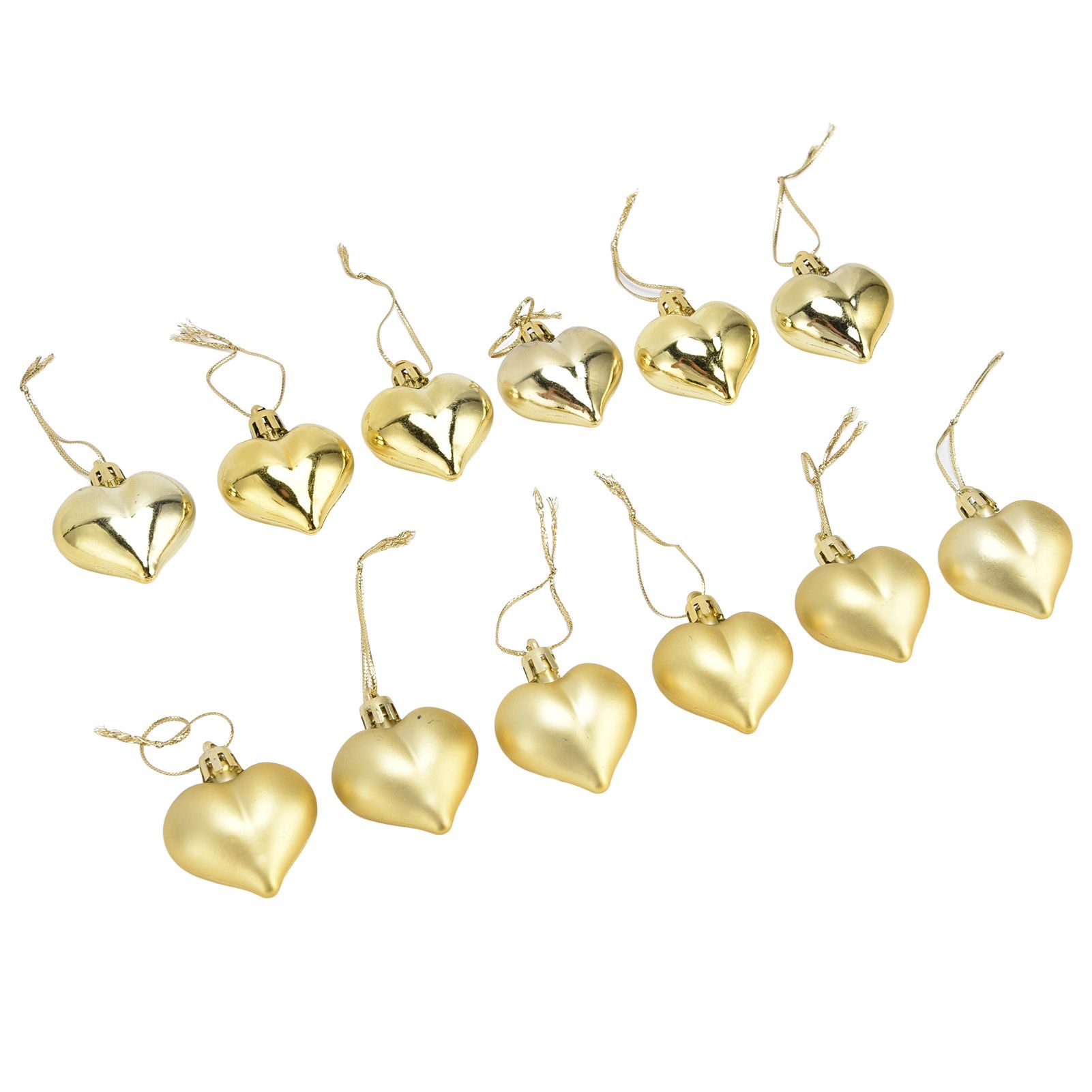 12pcs Christmas Ornament Heart Shape PVC Christmas Tree Hanging Decorations for Valentine's Day PartyGold - Image 5