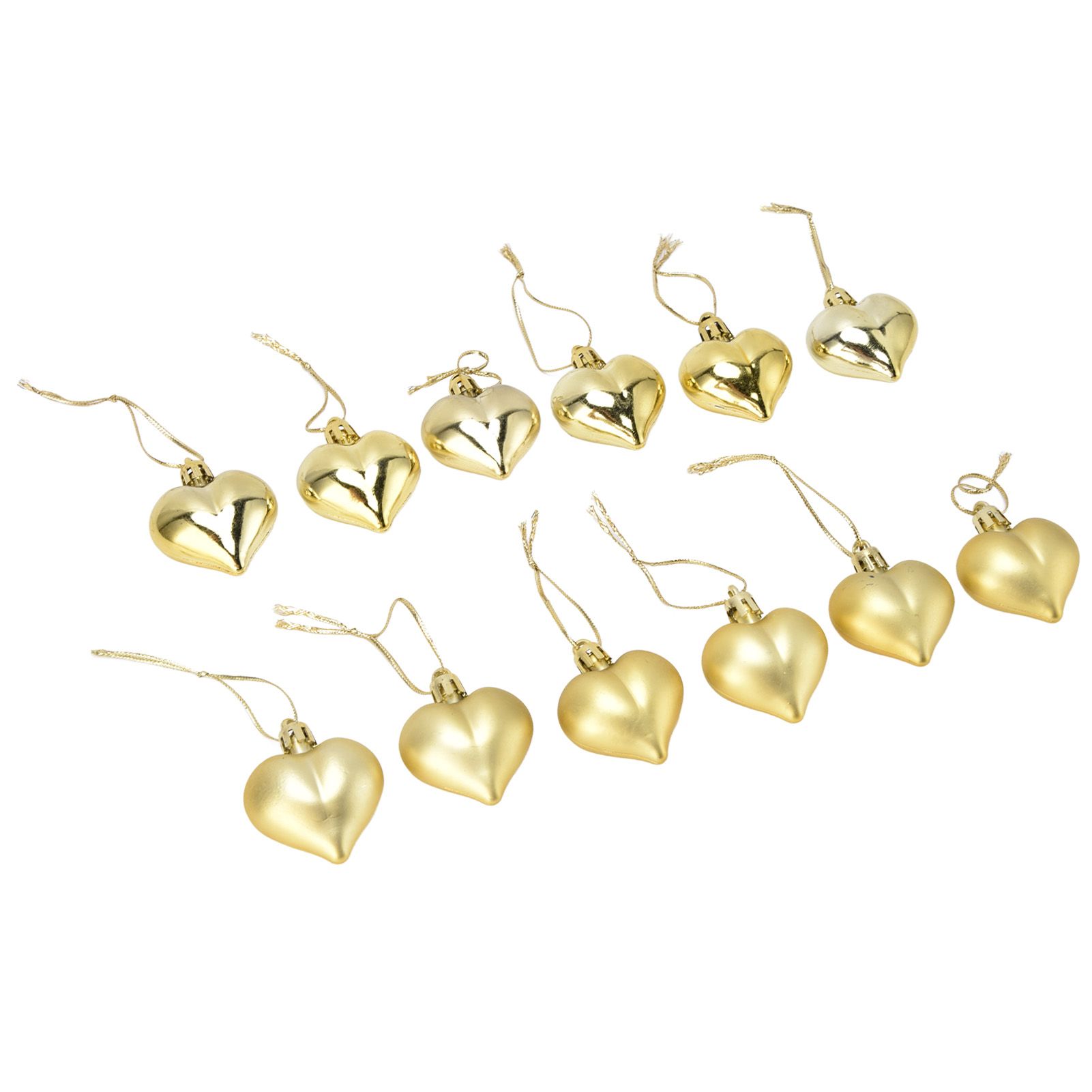 12pcs Christmas Ornament Heart Shape PVC Christmas Tree Hanging Decorations for Valentine's Day PartyGold - Image 8
