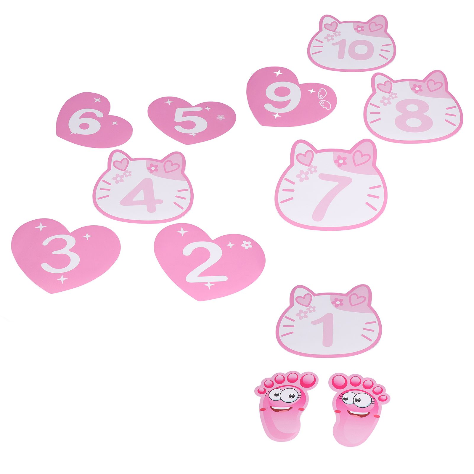 Removable 10 Number Hopscotch Stickers Children Room Floor Decoration Pink Cartoon Number Hopscotch Footprints Stickers - Image 2