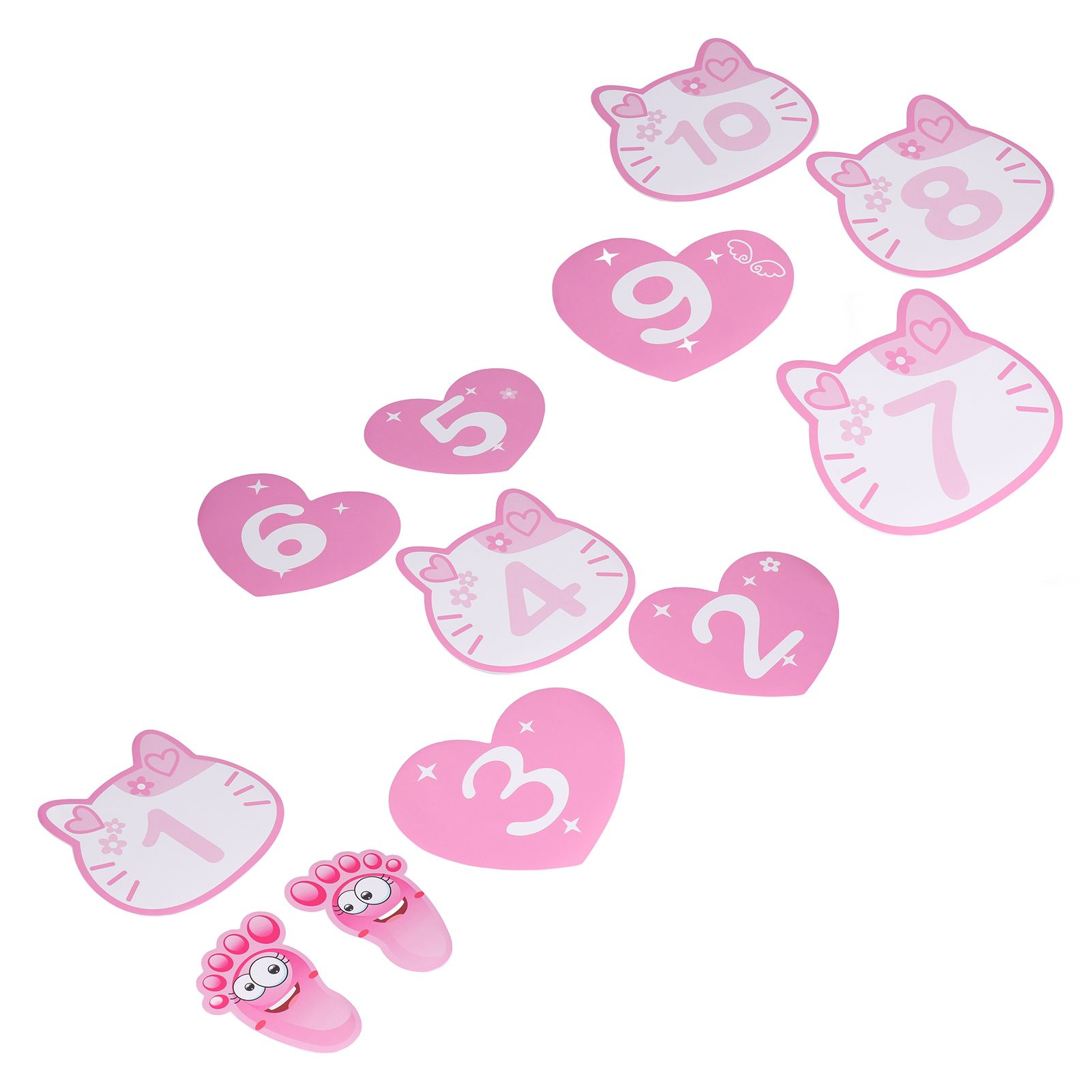 Removable 10 Number Hopscotch Stickers Children Room Floor Decoration Pink Cartoon Number Hopscotch Footprints Stickers - Image 3