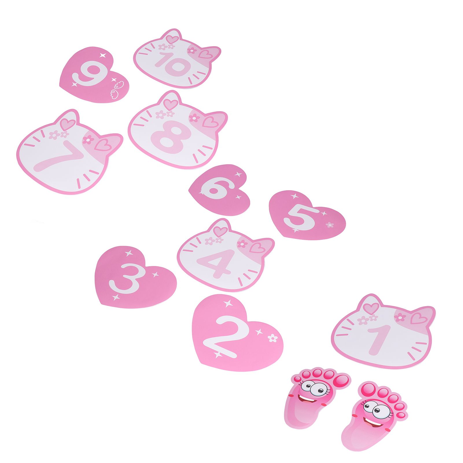 Removable 10 Number Hopscotch Stickers Children Room Floor Decoration Pink Cartoon Number Hopscotch Footprints Stickers - Image 4