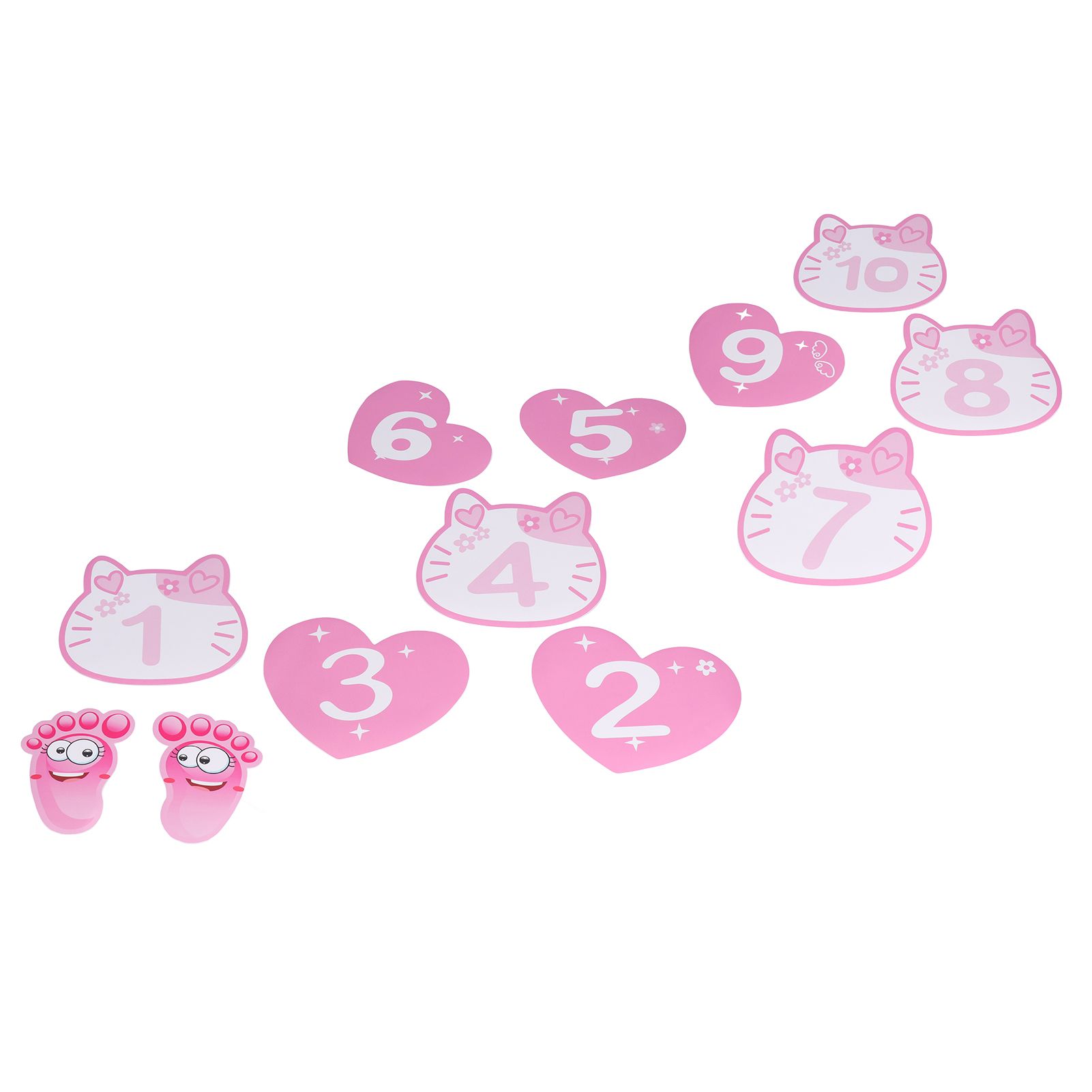 Removable 10 Number Hopscotch Stickers Children Room Floor Decoration Pink Cartoon Number Hopscotch Footprints Stickers - Image 5