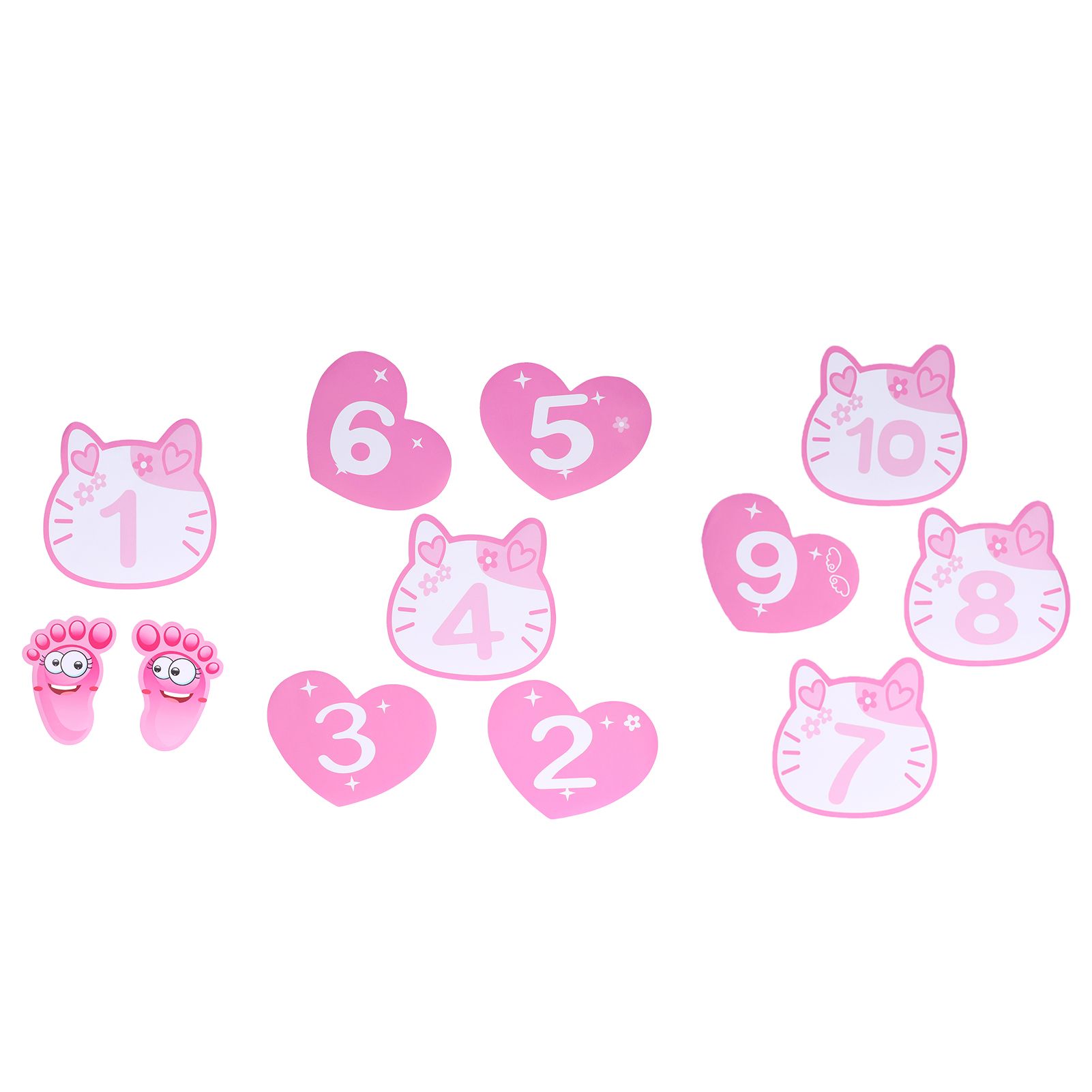 Removable 10 Number Hopscotch Stickers Children Room Floor Decoration Pink Cartoon Number Hopscotch Footprints Stickers - Image 6