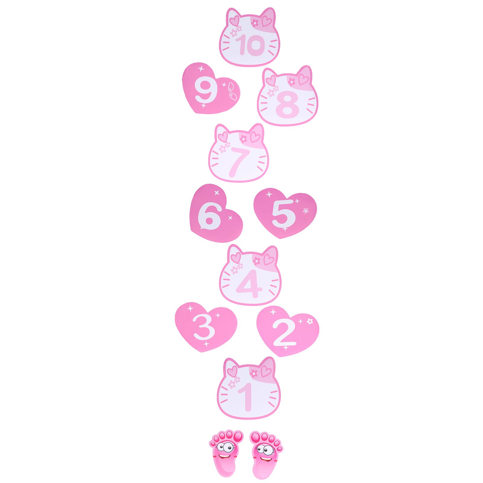 Removable 10 Number Hopscotch Stickers Children Room Floor Decoration Pink Cartoon Number Hopscotch Footprints Stickers - Image 7