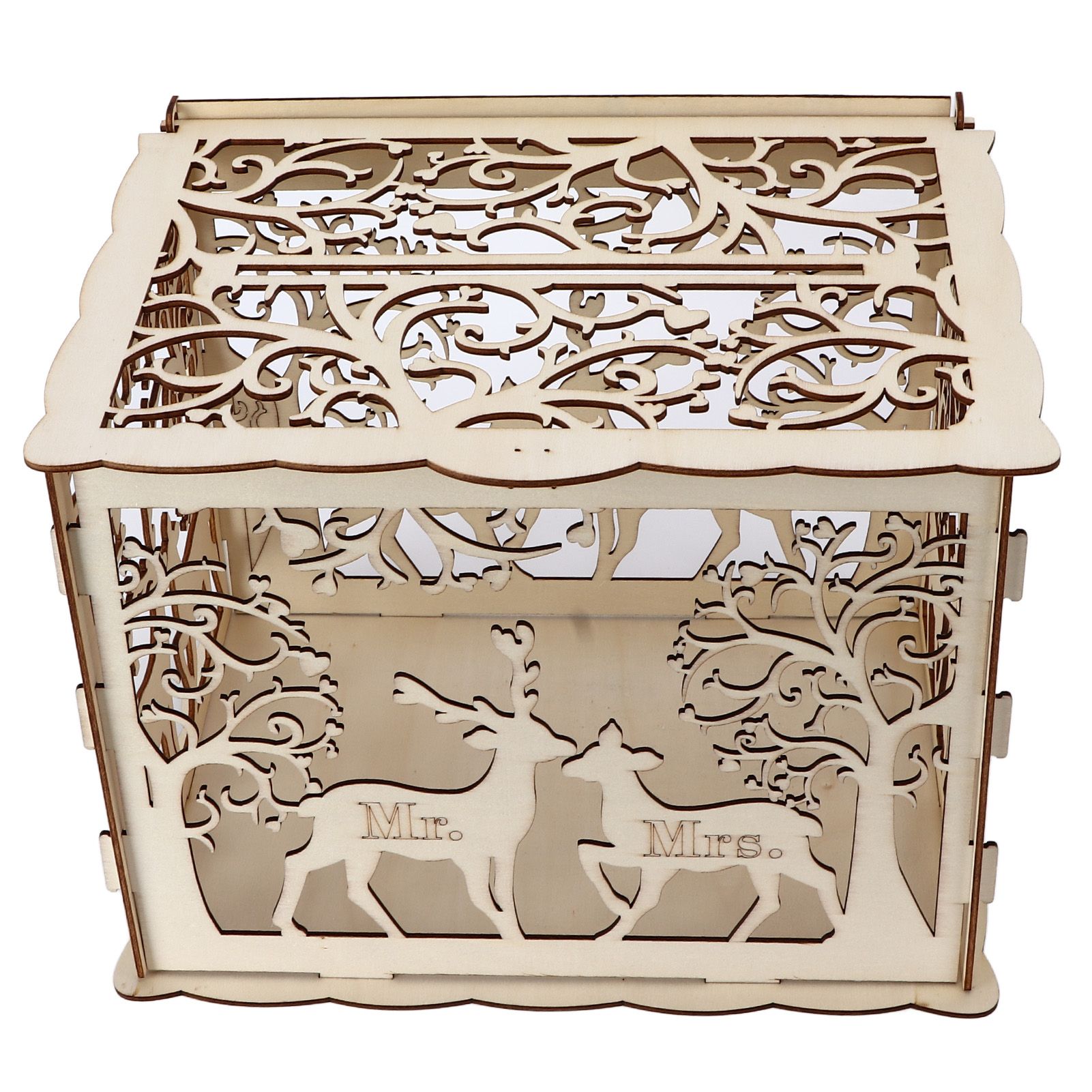 Greeting Card Box DIY Wooden Couple Deer Wedding Card Case Sign in Box Decoration Box - Image 2