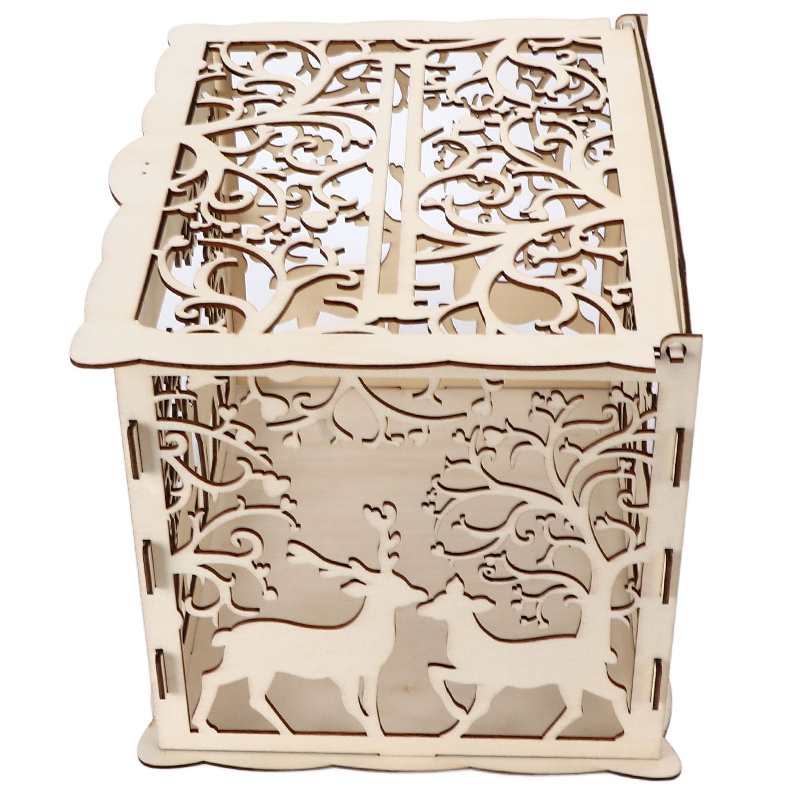 Greeting Card Box DIY Wooden Couple Deer Wedding Card Case Sign in Box Decoration Box - Image 4