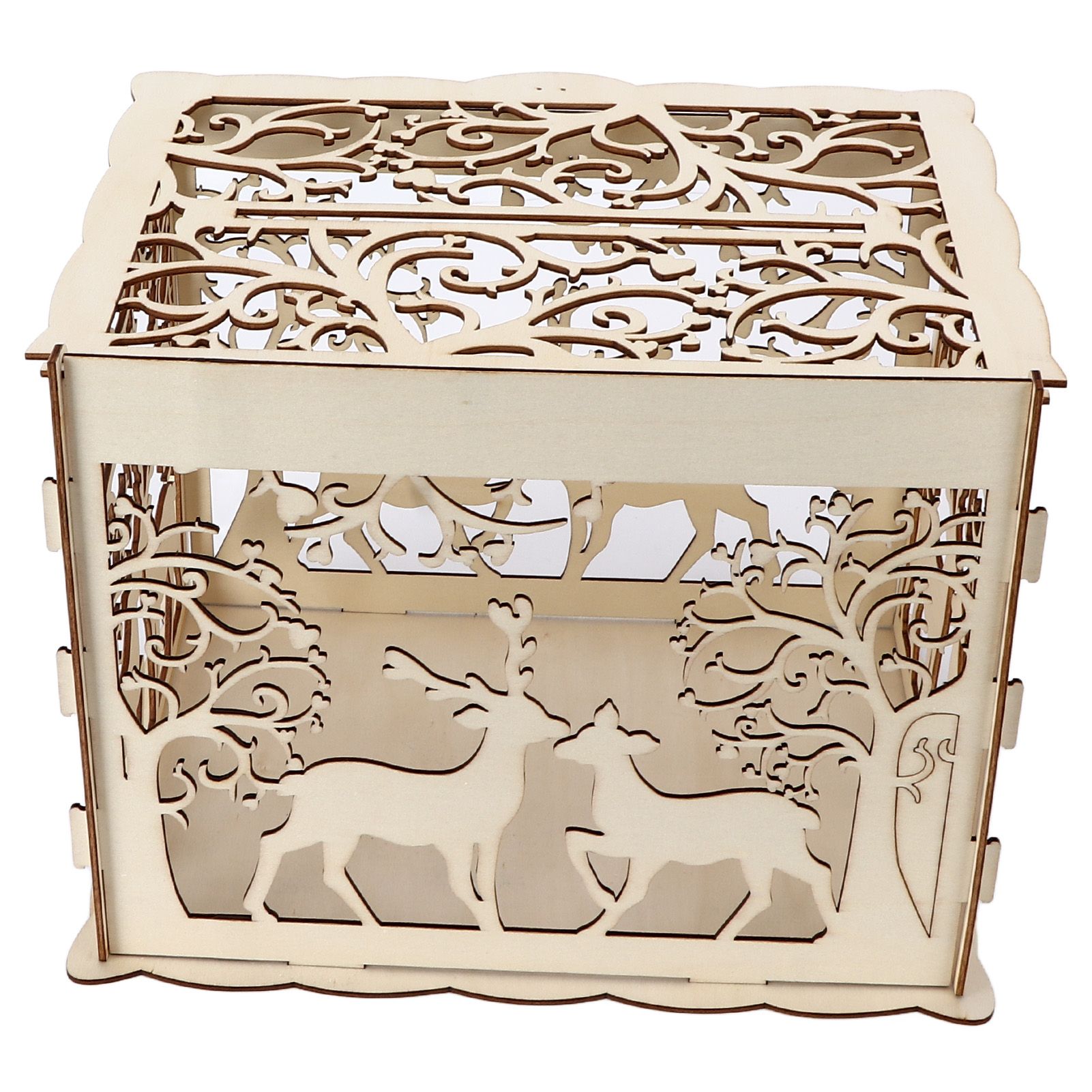 Greeting Card Box DIY Wooden Couple Deer Wedding Card Case Sign in Box Decoration Box - Image 6