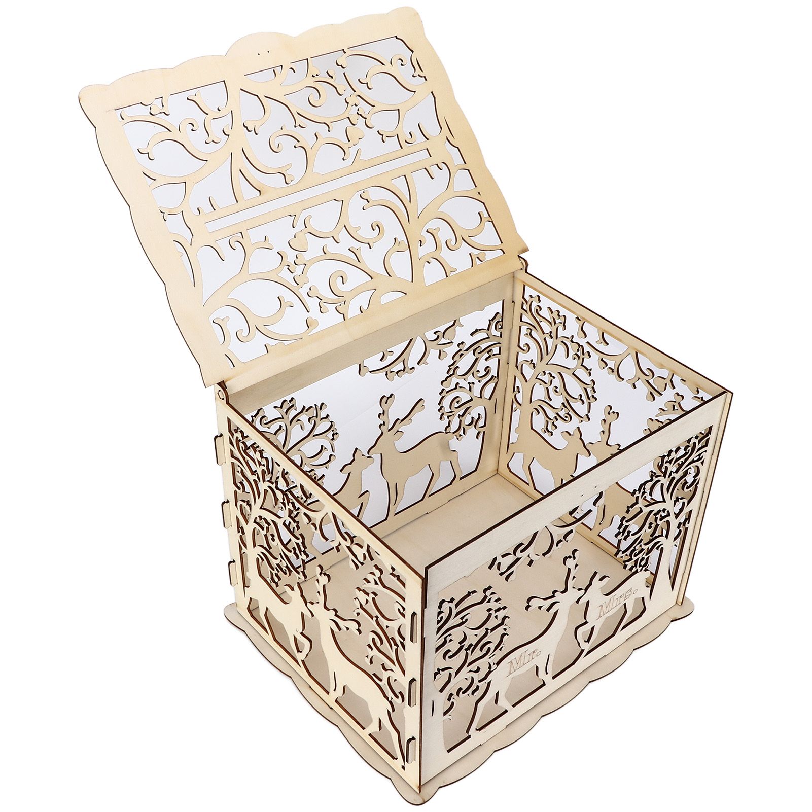 Greeting Card Box DIY Wooden Couple Deer Wedding Card Case Sign in Box Decoration Box - Image 8