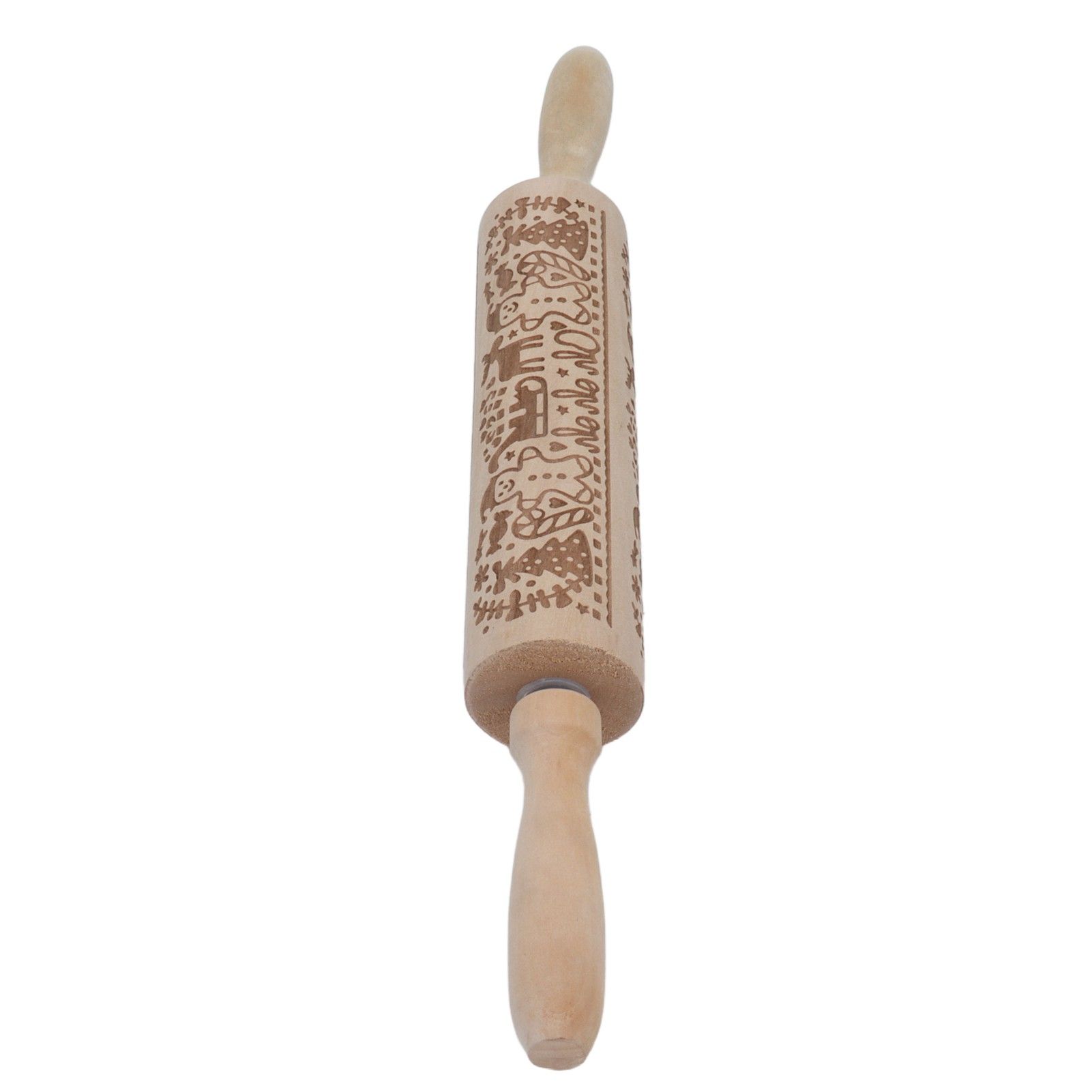 Rolling Pin Wooden Christmas Print Dough Roller Kitchen Tool for Pastries Pizza Biscuits Baking - Image 4