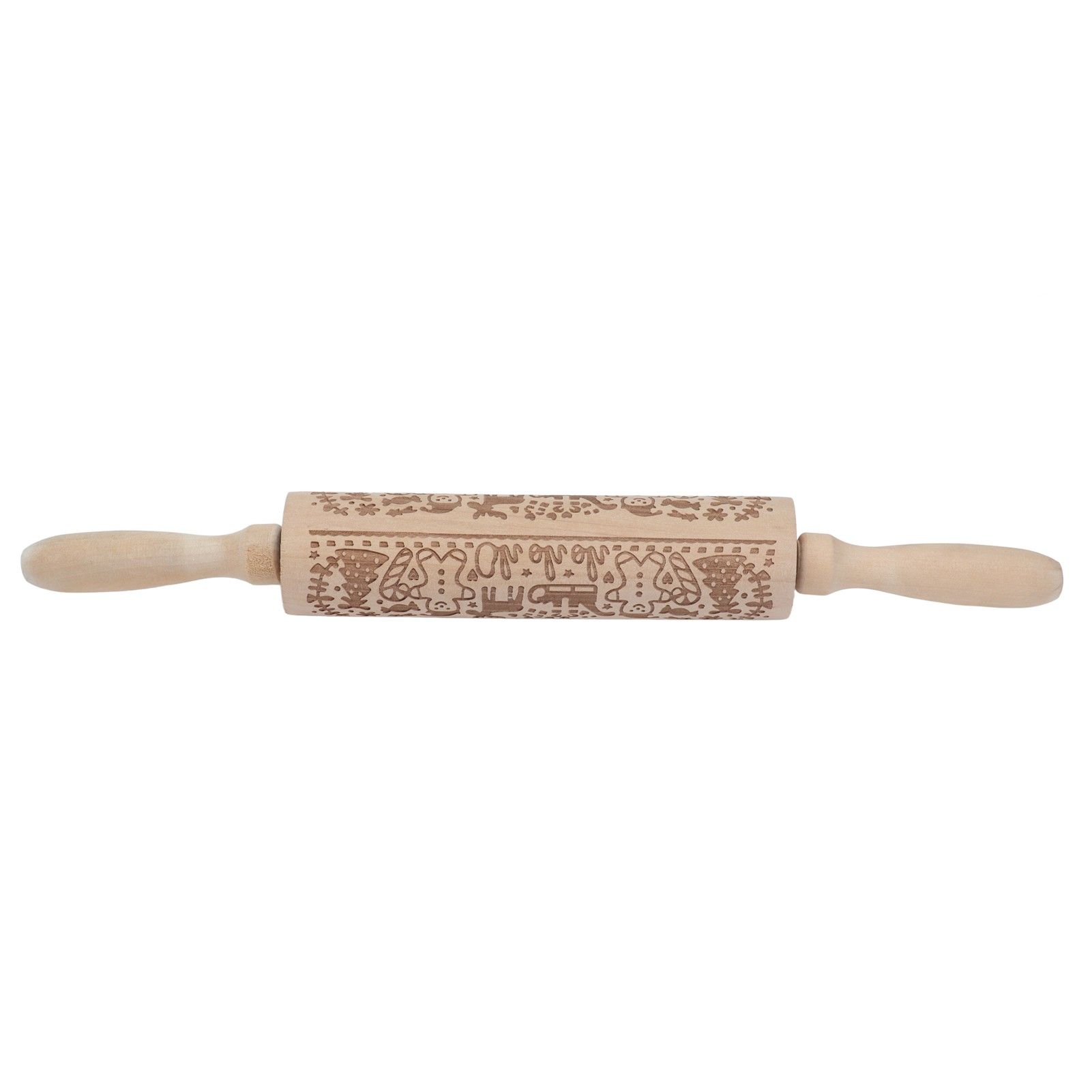 Rolling Pin Wooden Christmas Print Dough Roller Kitchen Tool for Pastries Pizza Biscuits Baking - Image 5