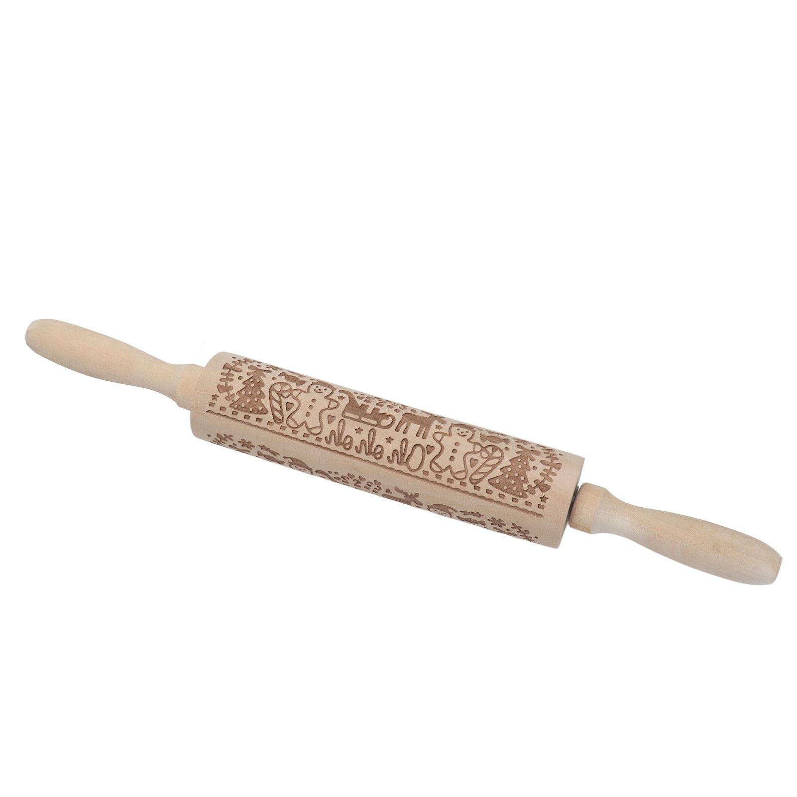 Rolling Pin Wooden Christmas Print Dough Roller Kitchen Tool for Pastries Pizza Biscuits Baking - Image 7