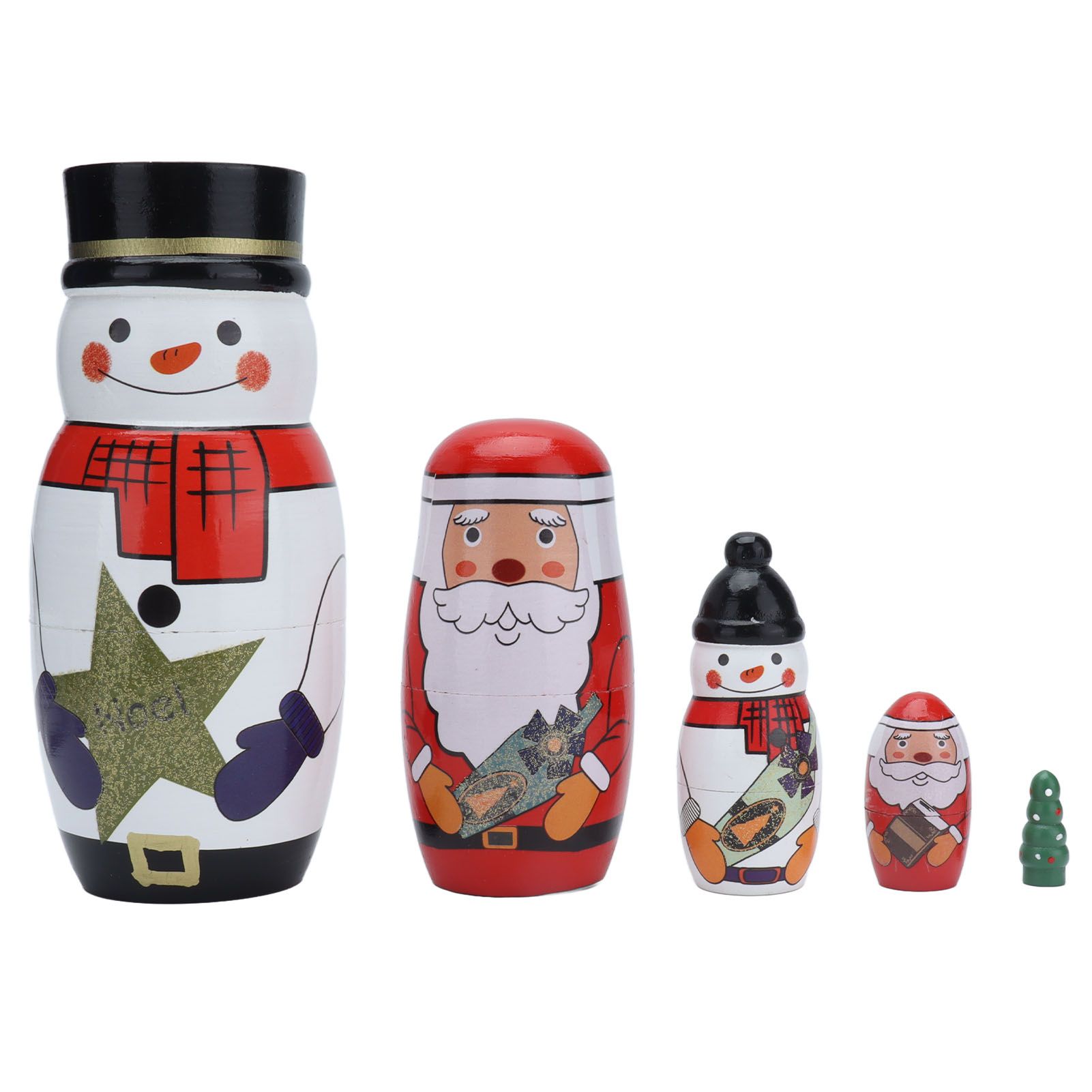 5pcs Nesting Dolls Glossy Round Unique Christmas Style Attractive Decorative Ornaments for Festive Gifts - Image 1