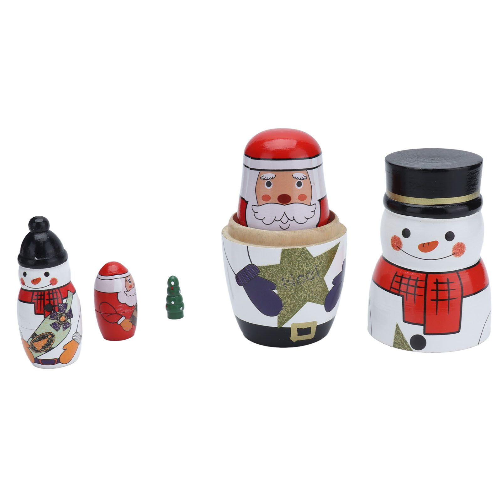 5pcs Nesting Dolls Glossy Round Unique Christmas Style Attractive Decorative Ornaments for Festive Gifts - Image 3