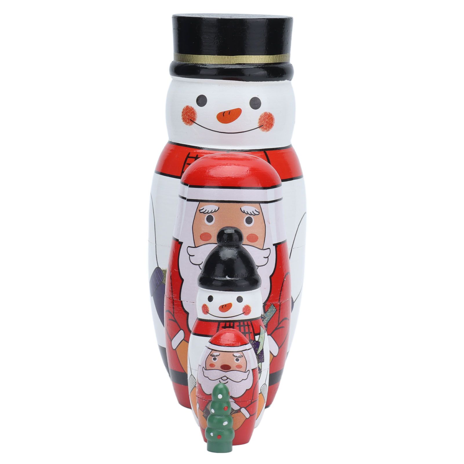 5pcs Nesting Dolls Glossy Round Unique Christmas Style Attractive Decorative Ornaments for Festive Gifts - Image 4