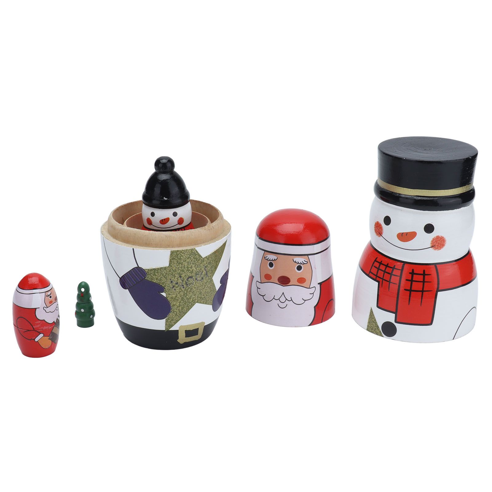 5pcs Nesting Dolls Glossy Round Unique Christmas Style Attractive Decorative Ornaments for Festive Gifts - Image 6