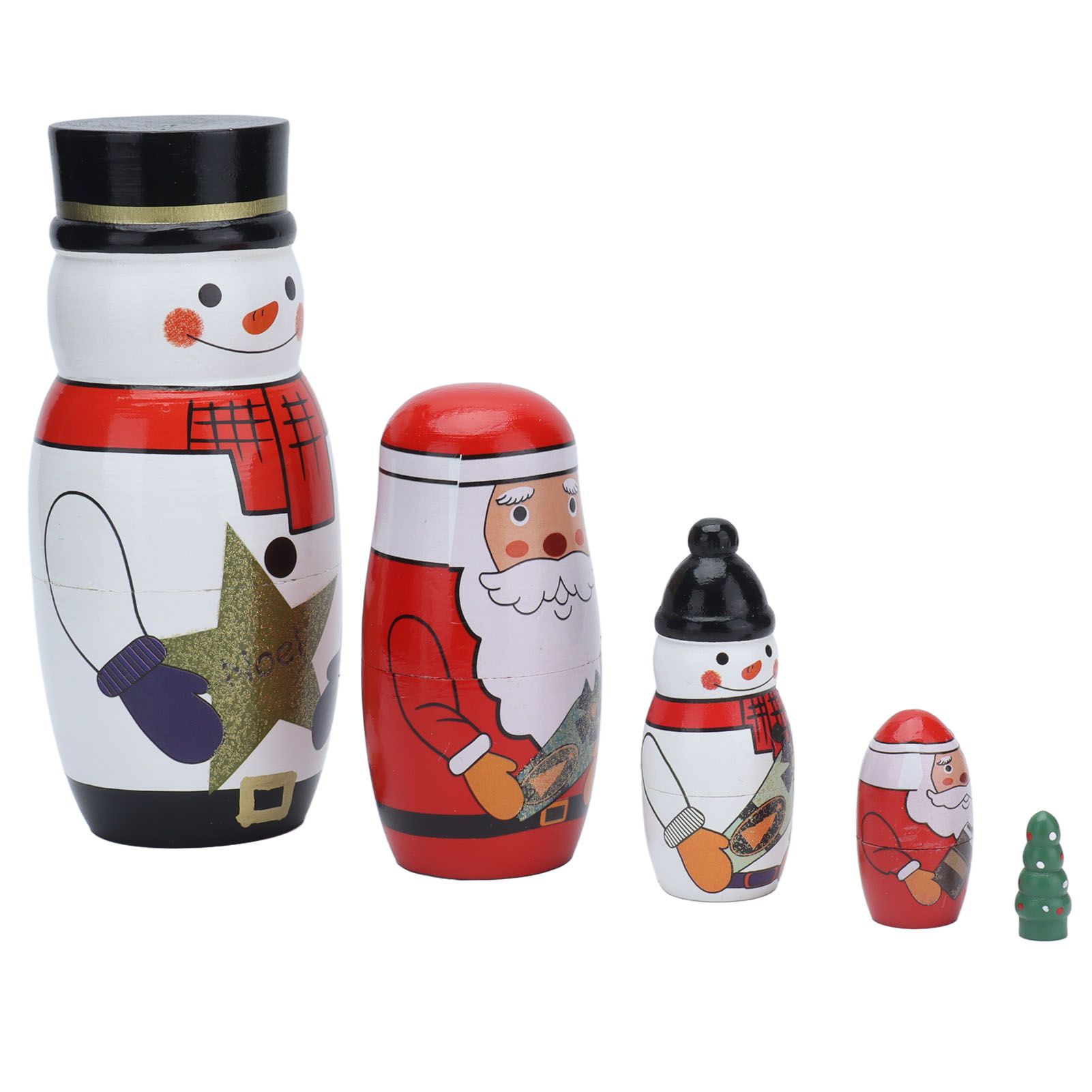 5pcs Nesting Dolls Glossy Round Unique Christmas Style Attractive Decorative Ornaments for Festive Gifts - Image 7