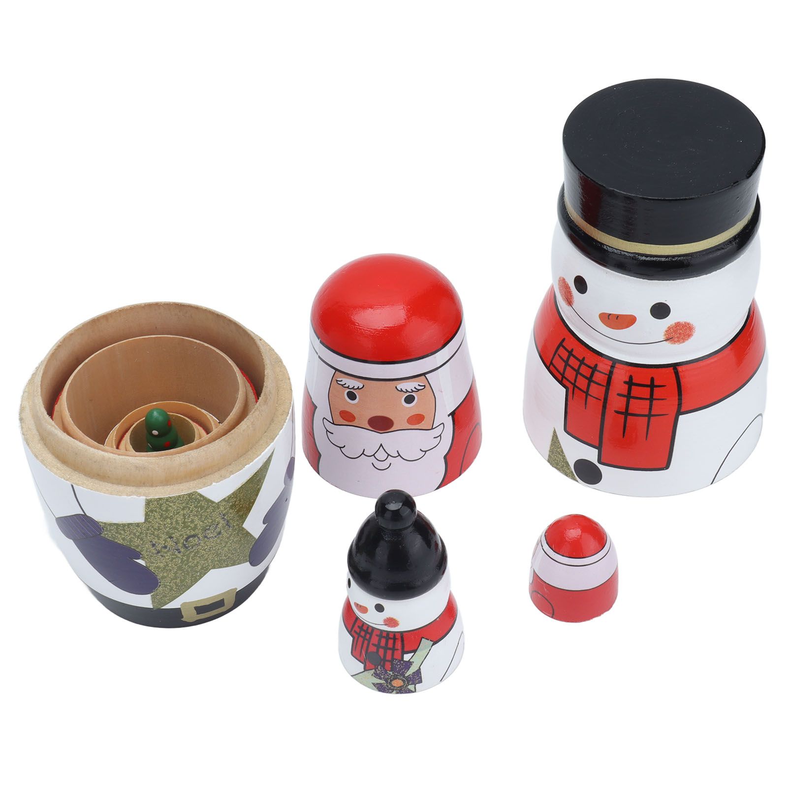 5pcs Nesting Dolls Glossy Round Unique Christmas Style Attractive Decorative Ornaments for Festive Gifts - Image 8