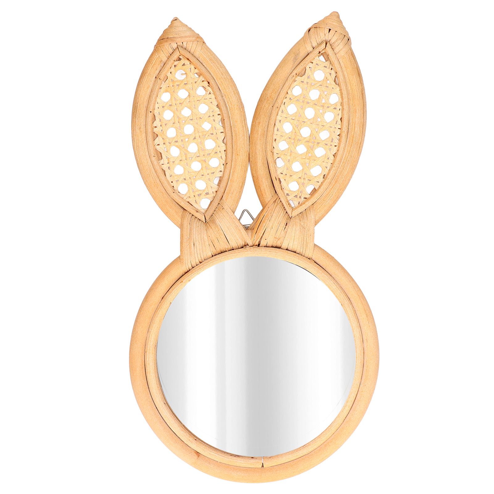 Decorative Mirror Cute Bunny Shape Exquisite Rattan Hanging Wall Mirror for Makeup Home Bedroom Decoration Gift - Image 1