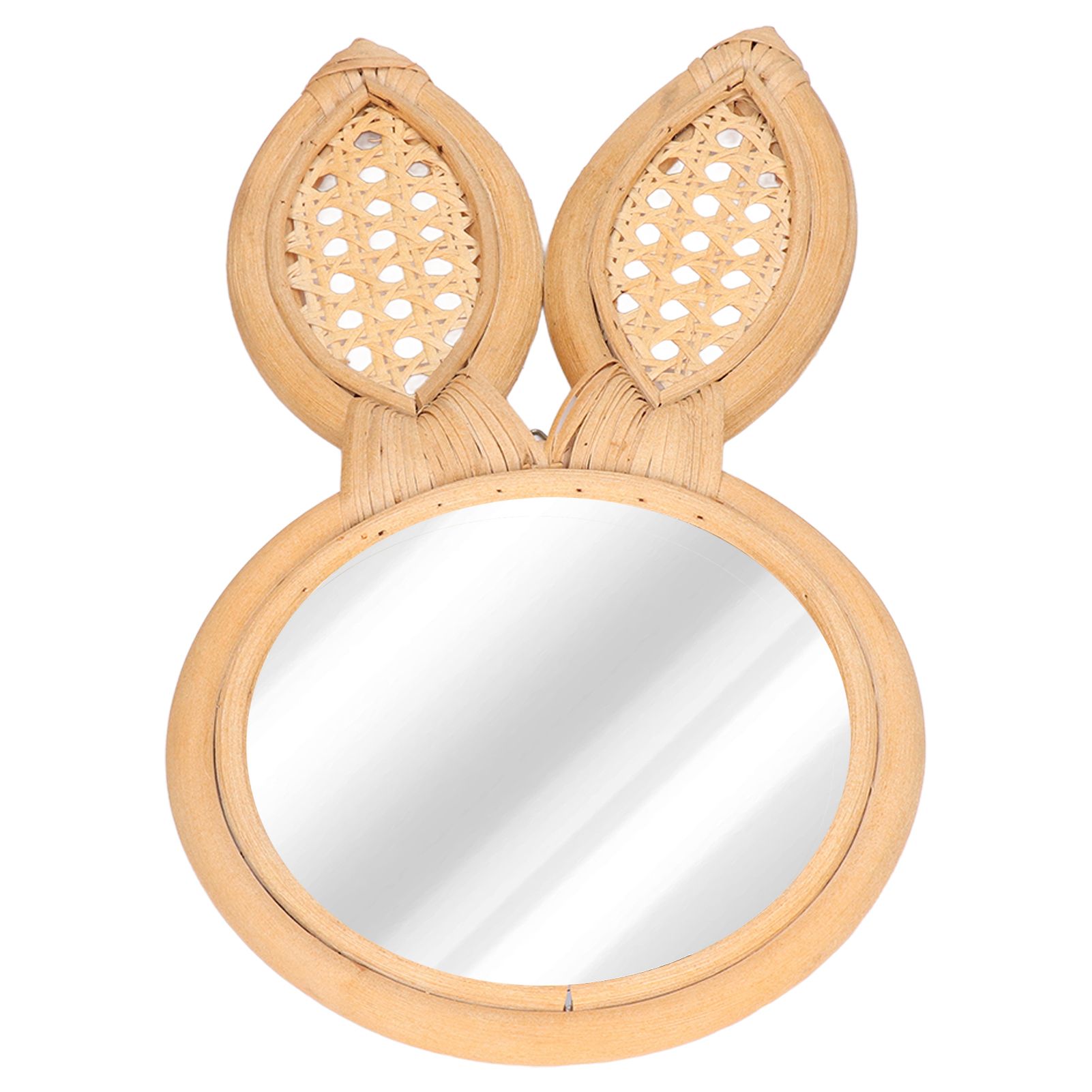 Decorative Mirror Cute Bunny Shape Exquisite Rattan Hanging Wall Mirror for Makeup Home Bedroom Decoration Gift - Image 7