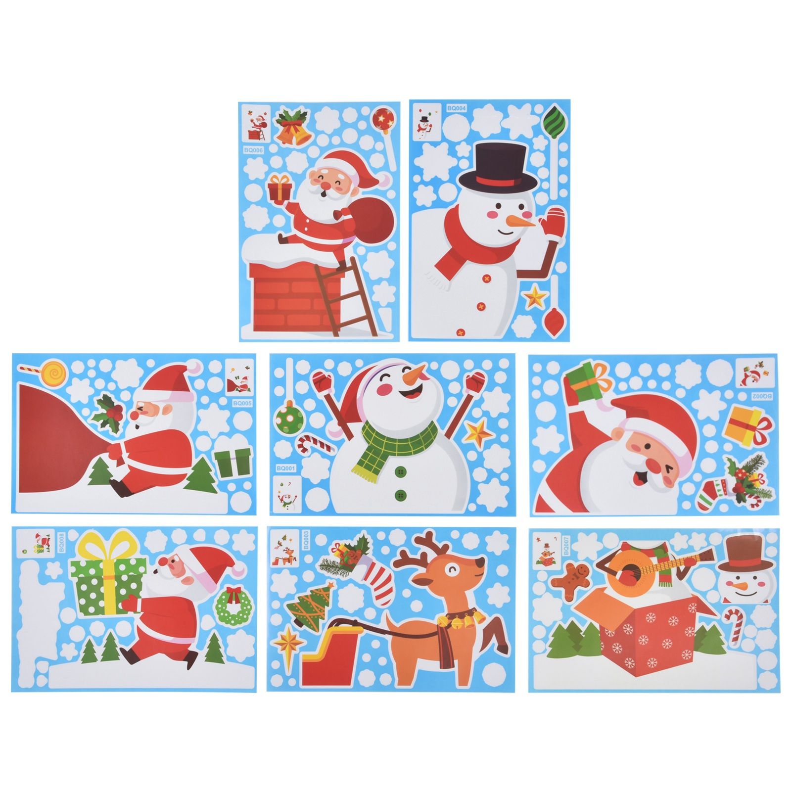 8PCS Christmas Snowman Sticker DIY Window Glass Sticker PVC Decorative Sticker for Living Room - Image 3