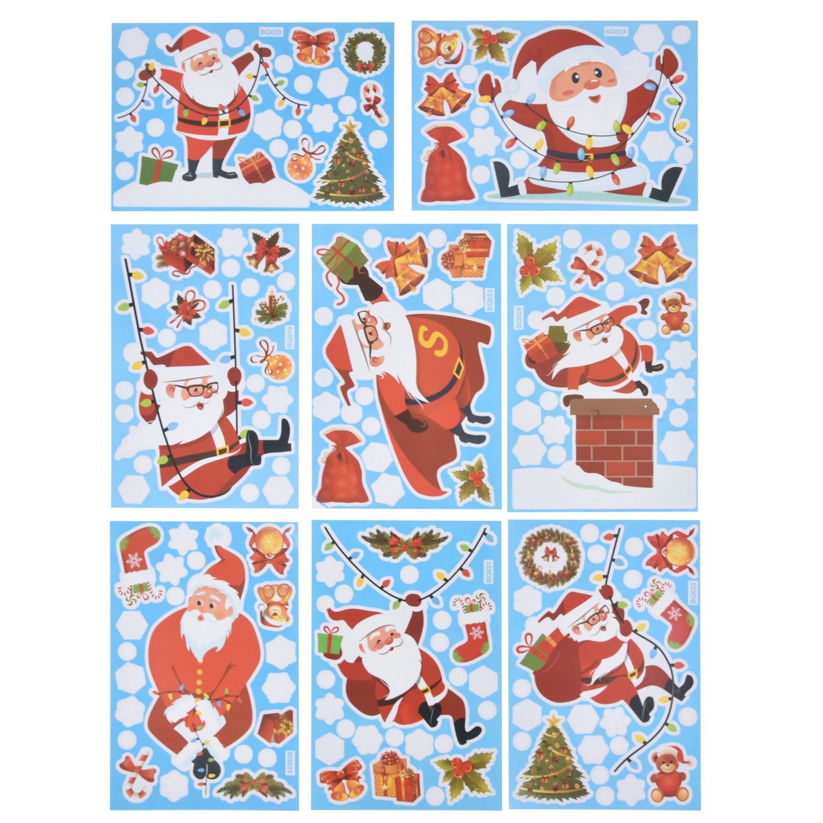 8Pcs Christmas Stickers Cute Patterns Easy to Use Environmentally Friendly Xmas Window Decals for Home Decor - Image 1