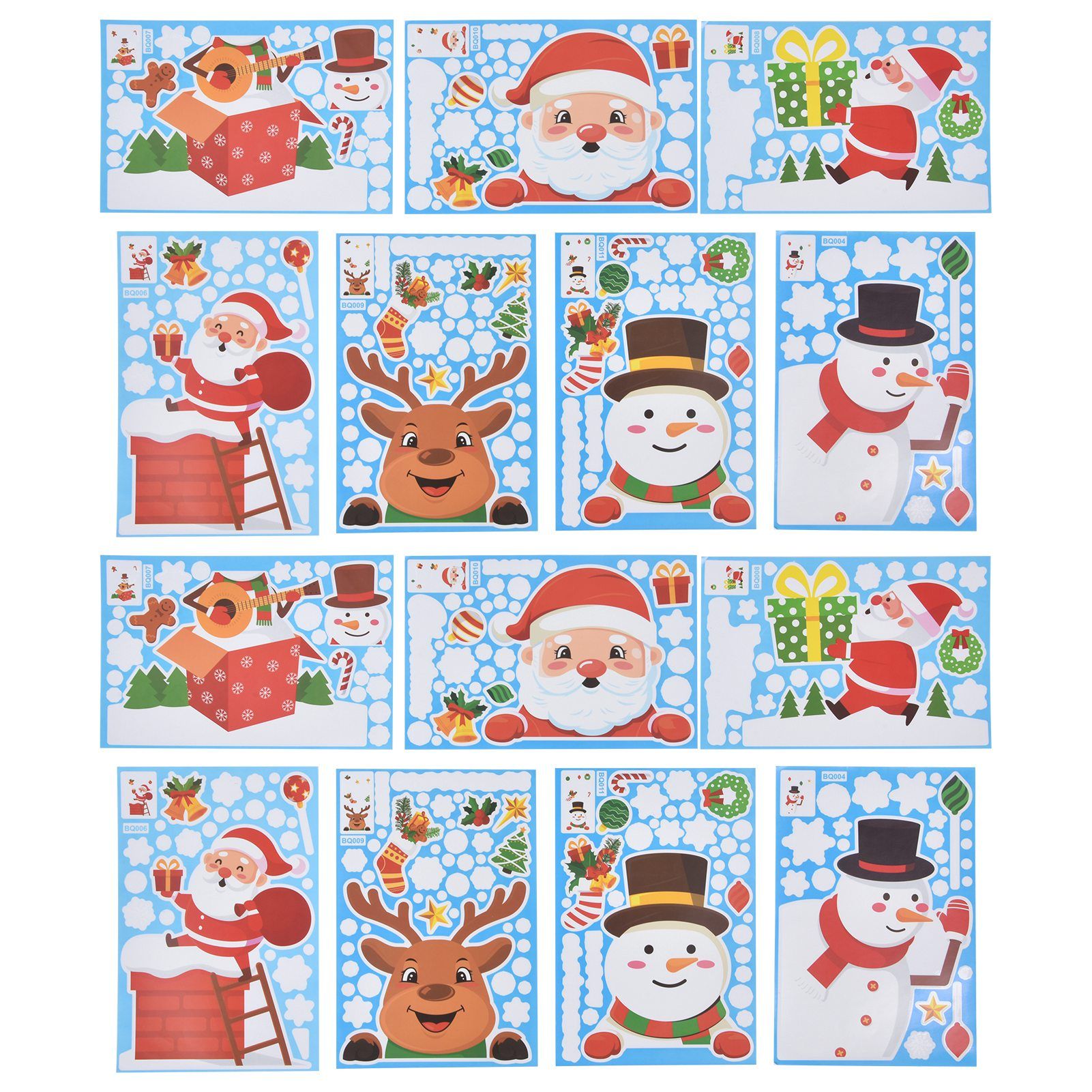 14pcs Christmas Stickers Cute Snowflake Reindeer Elf Pattern Christmas Window Clings for Window Glass Party Decorations - Image 1