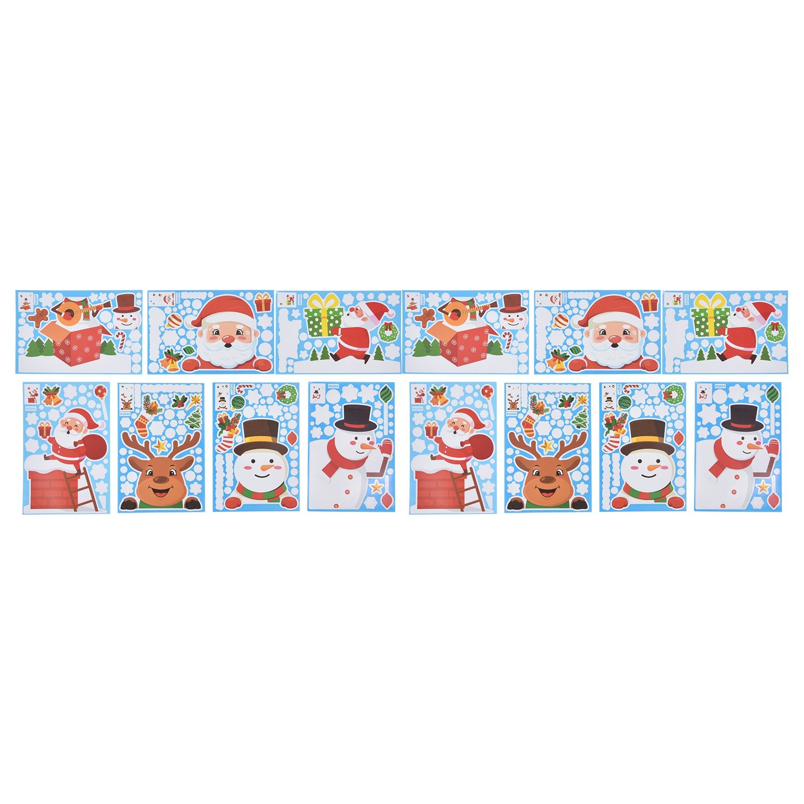 14pcs Christmas Stickers Cute Snowflake Reindeer Elf Pattern Christmas Window Clings for Window Glass Party Decorations - Image 2