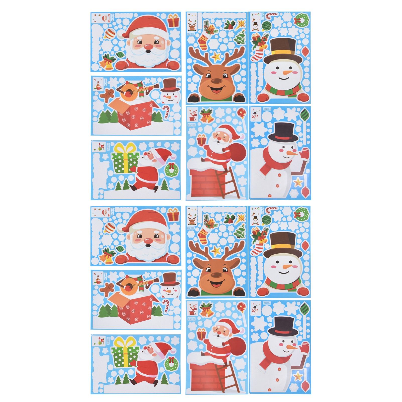 14pcs Christmas Stickers Cute Snowflake Reindeer Elf Pattern Christmas Window Clings for Window Glass Party Decorations - Image 4