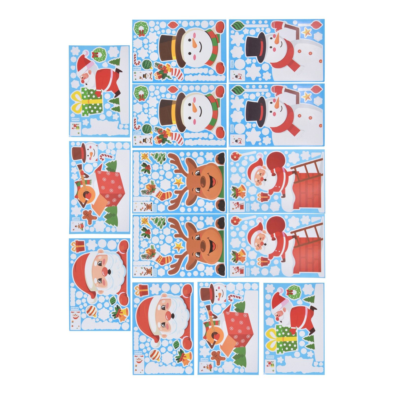 14pcs Christmas Stickers Cute Snowflake Reindeer Elf Pattern Christmas Window Clings for Window Glass Party Decorations - Image 5