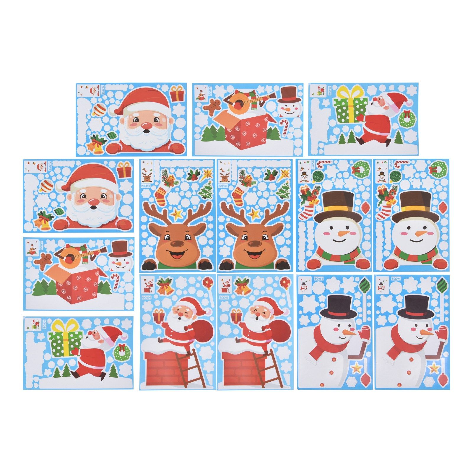14pcs Christmas Stickers Cute Snowflake Reindeer Elf Pattern Christmas Window Clings for Window Glass Party Decorations - Image 6