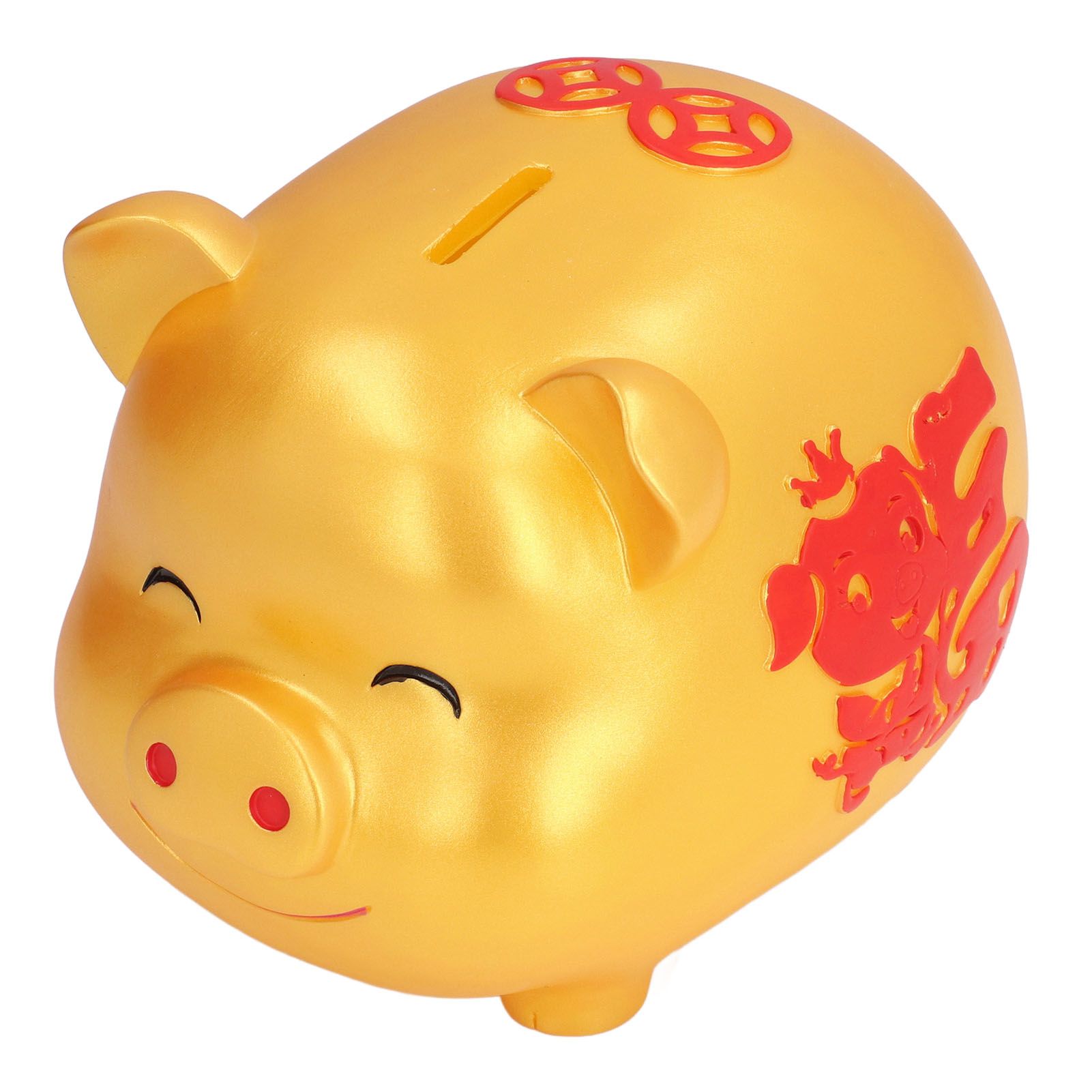 Piggy Bank Cute Cartoon Shape Anti Falling Pig Money Box for Children Gift Home Decoration Coins StorageSmall Size Gold - Image 5
