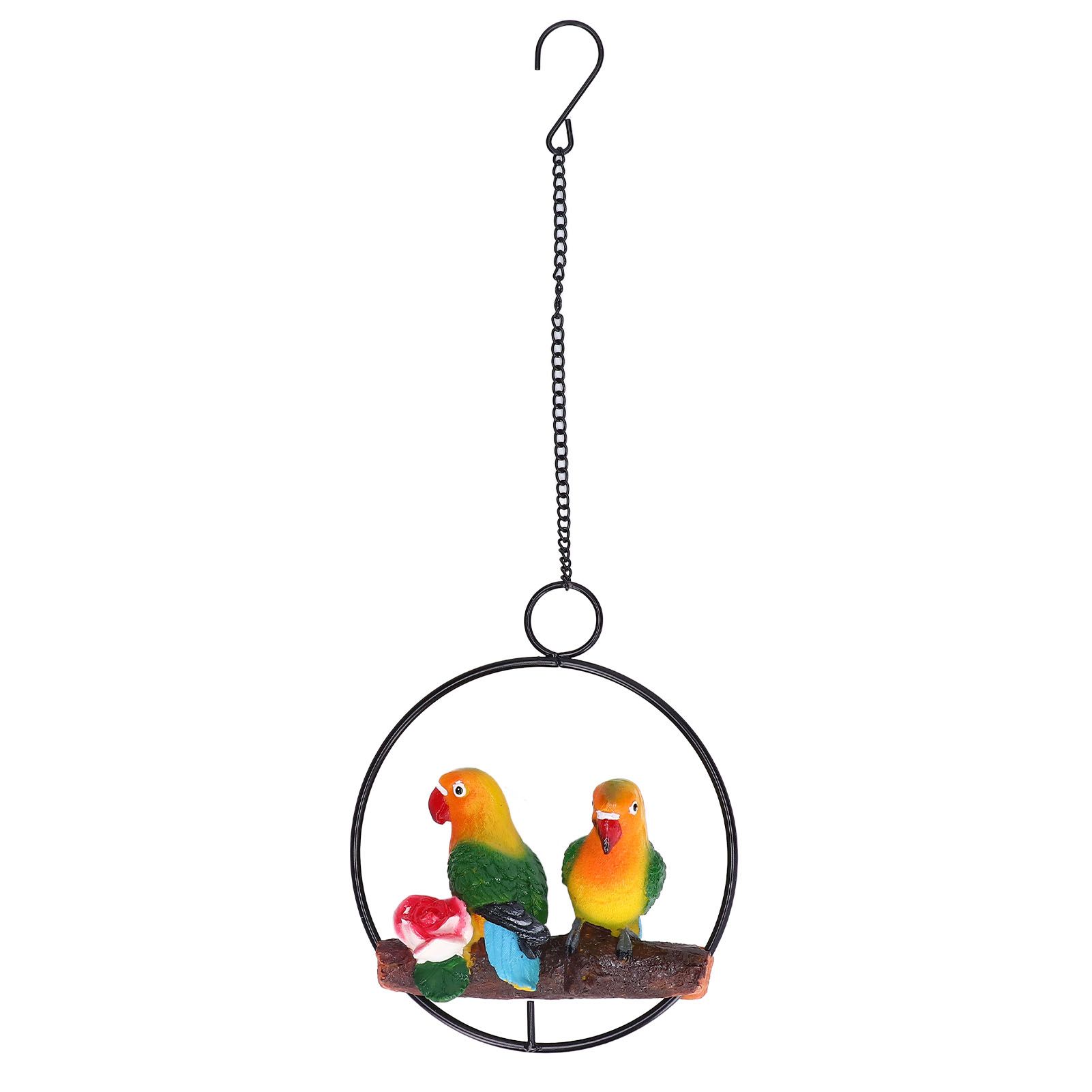 Hanging Parrot Sculpture Hanging Ring Statue for Patio Lawn Home and Garden Decor - Image 1