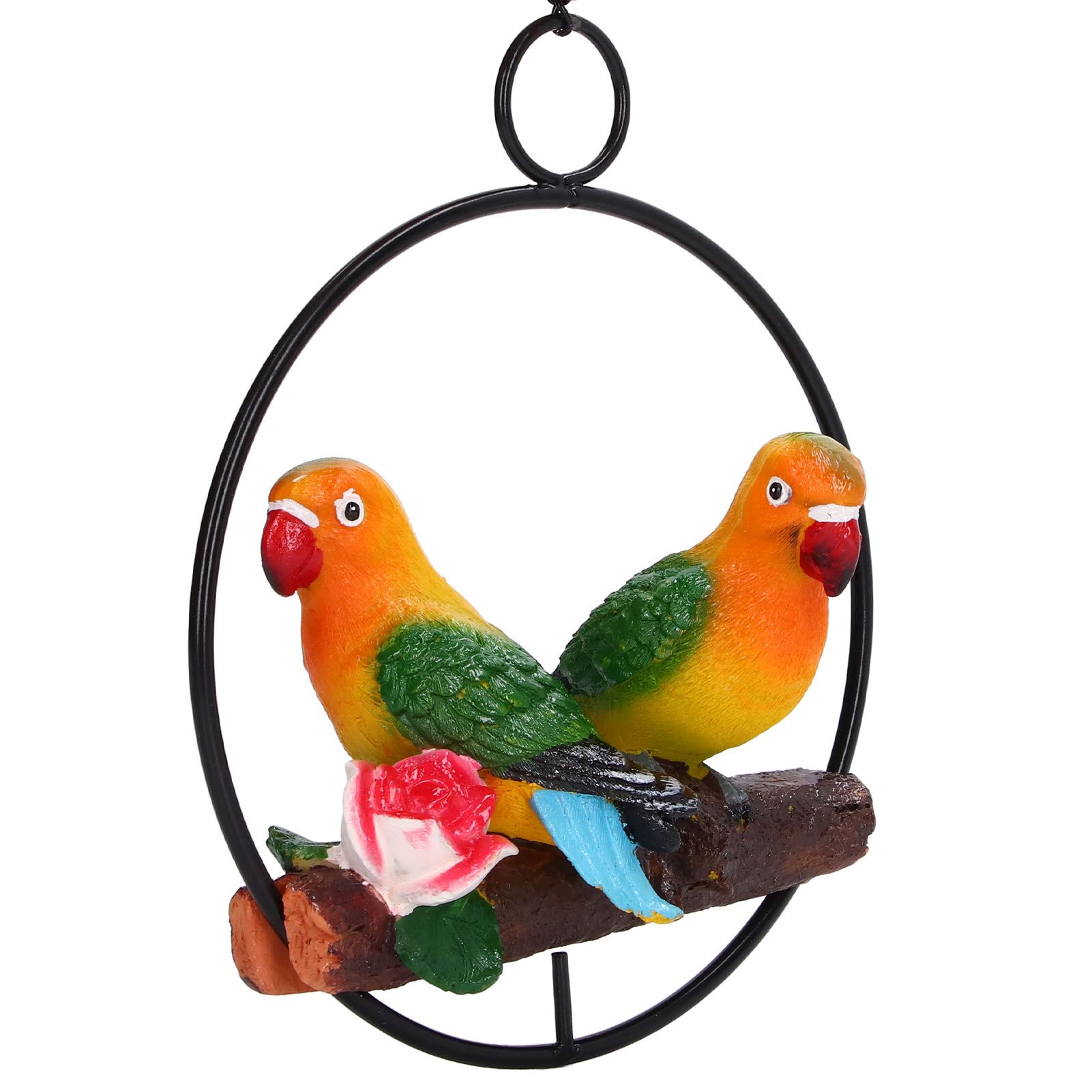 Hanging Parrot Sculpture Hanging Ring Statue for Patio Lawn Home and Garden Decor - Image 2