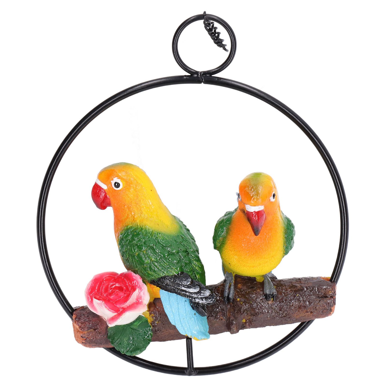 Hanging Parrot Sculpture Hanging Ring Statue for Patio Lawn Home and Garden Decor - Image 3
