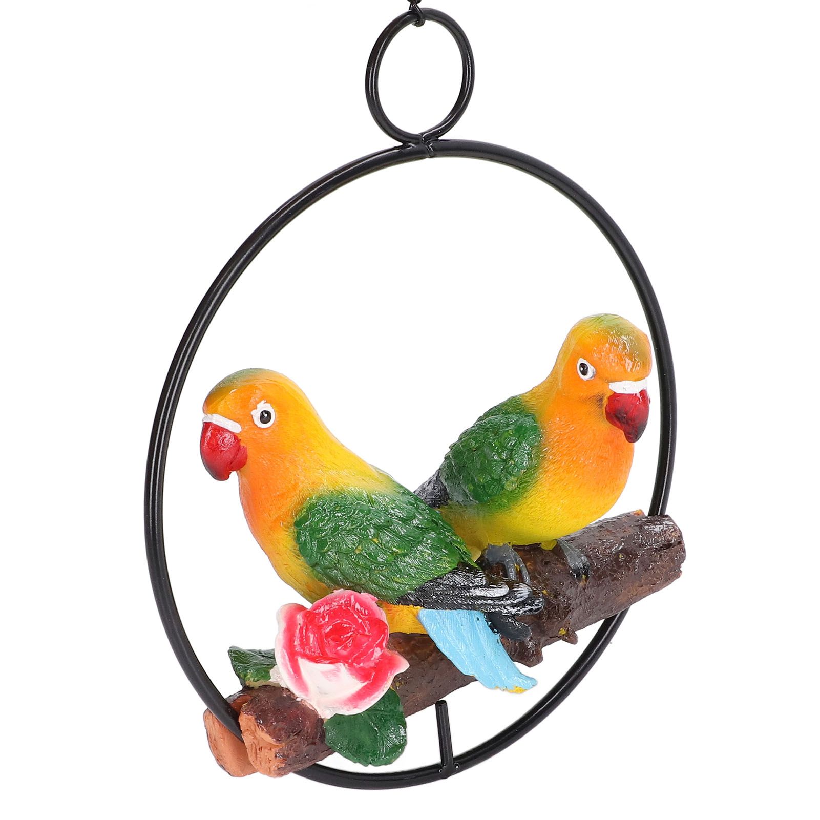 Hanging Parrot Sculpture Hanging Ring Statue for Patio Lawn Home and Garden Decor - Image 4