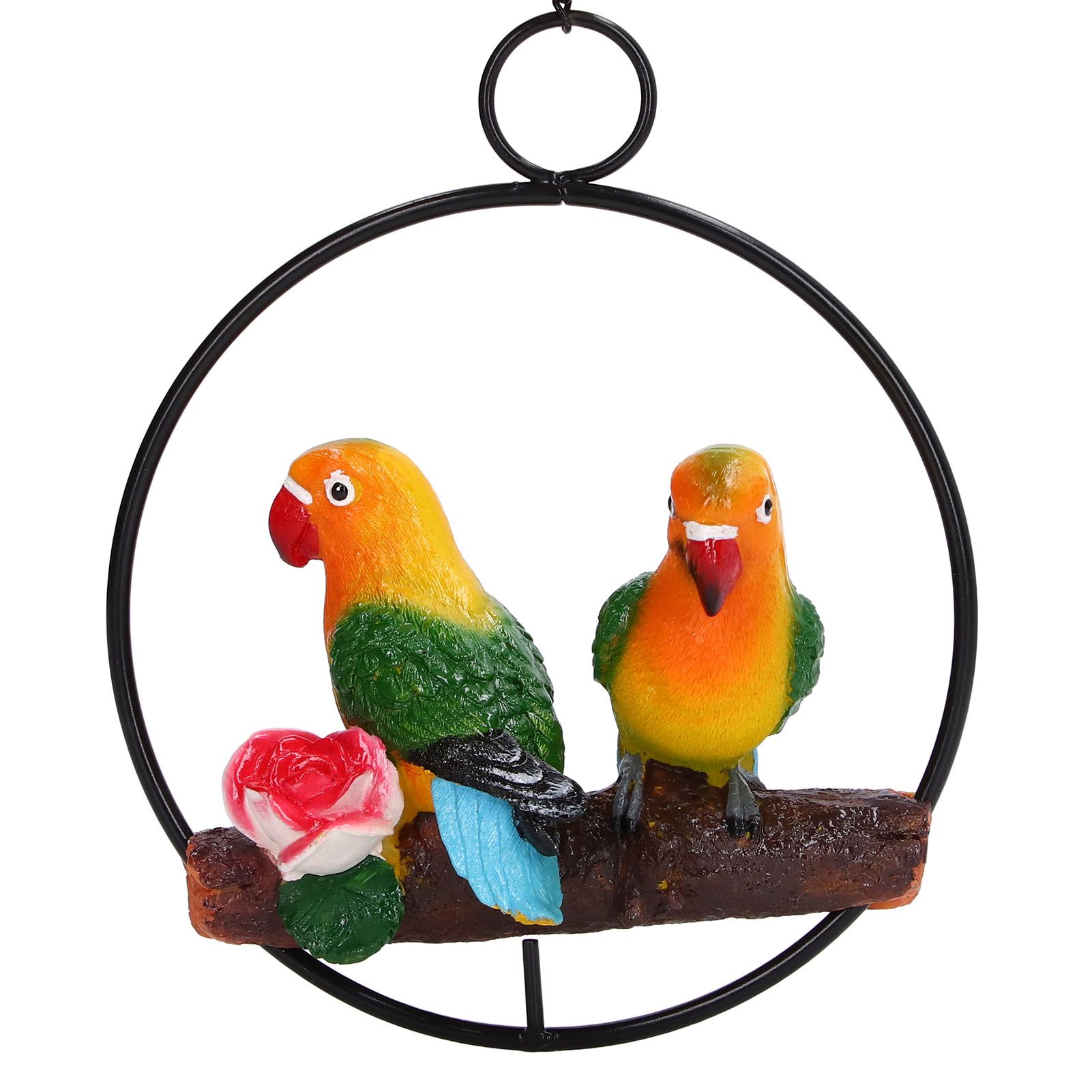 Hanging Parrot Sculpture Hanging Ring Statue for Patio Lawn Home and Garden Decor - Image 7