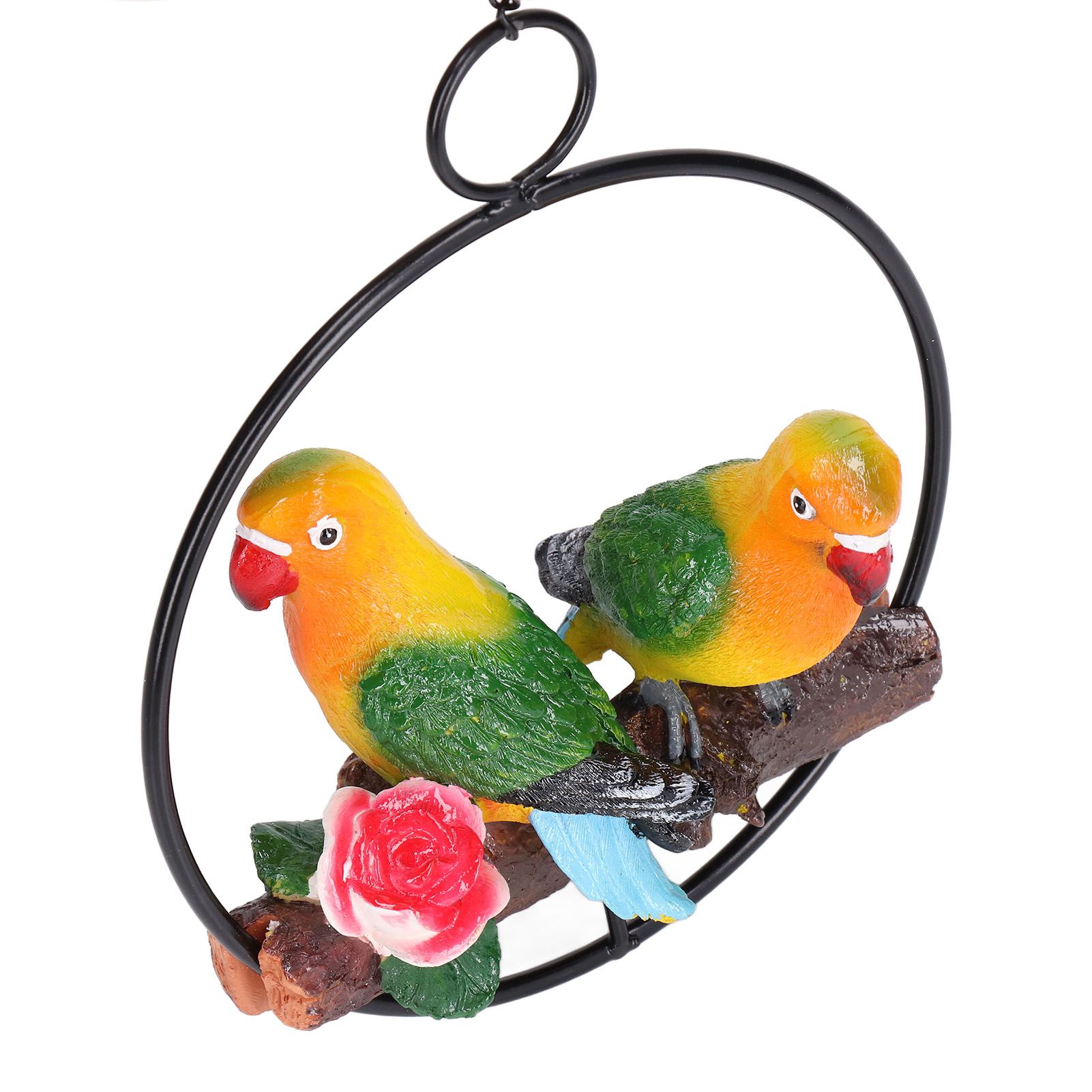 Hanging Parrot Sculpture Hanging Ring Statue for Patio Lawn Home and Garden Decor - Image 8