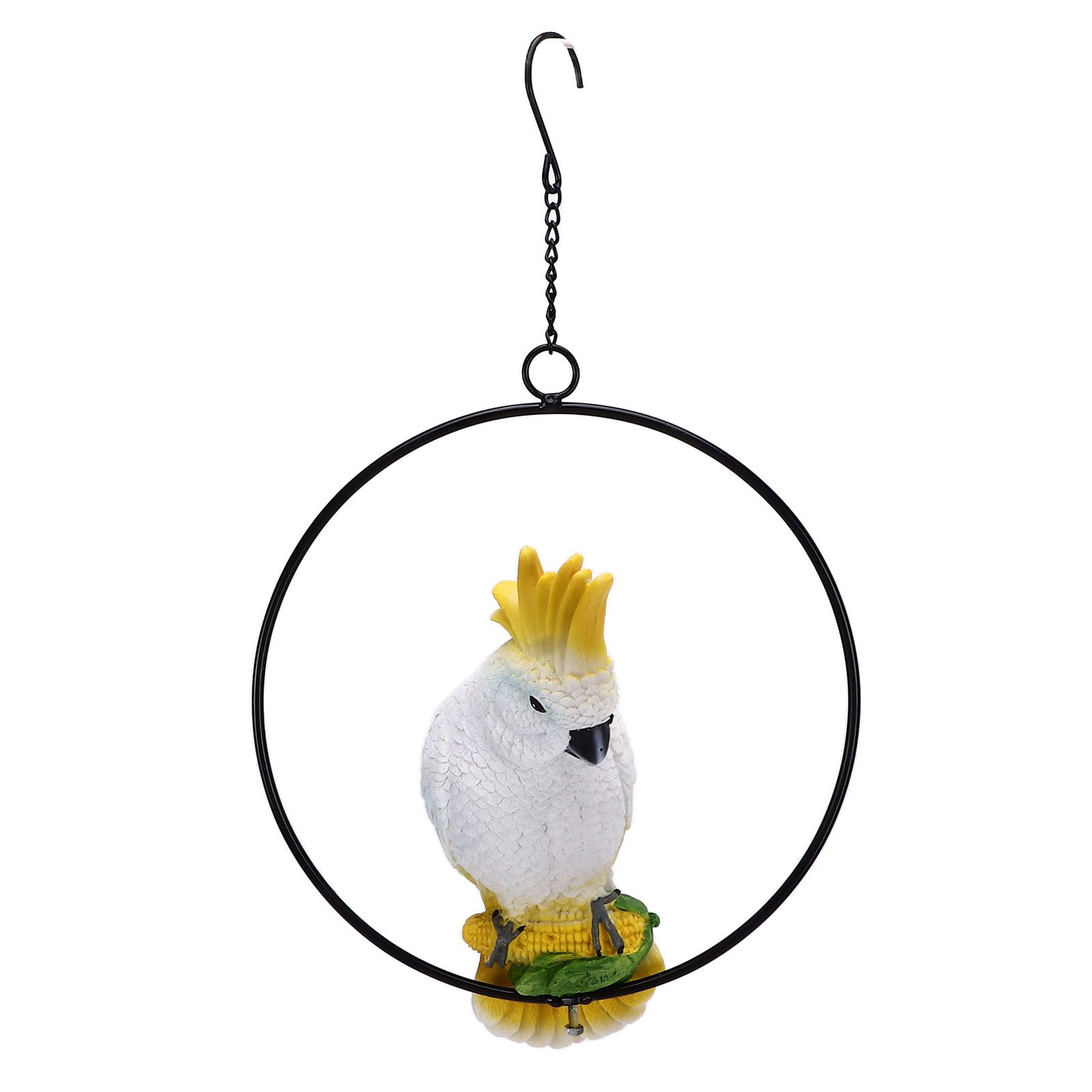 Iron Ring Parrots Decor Bright Texture Waterproof Iron Ring Parrots Resin Pendant Crafts - Image 1