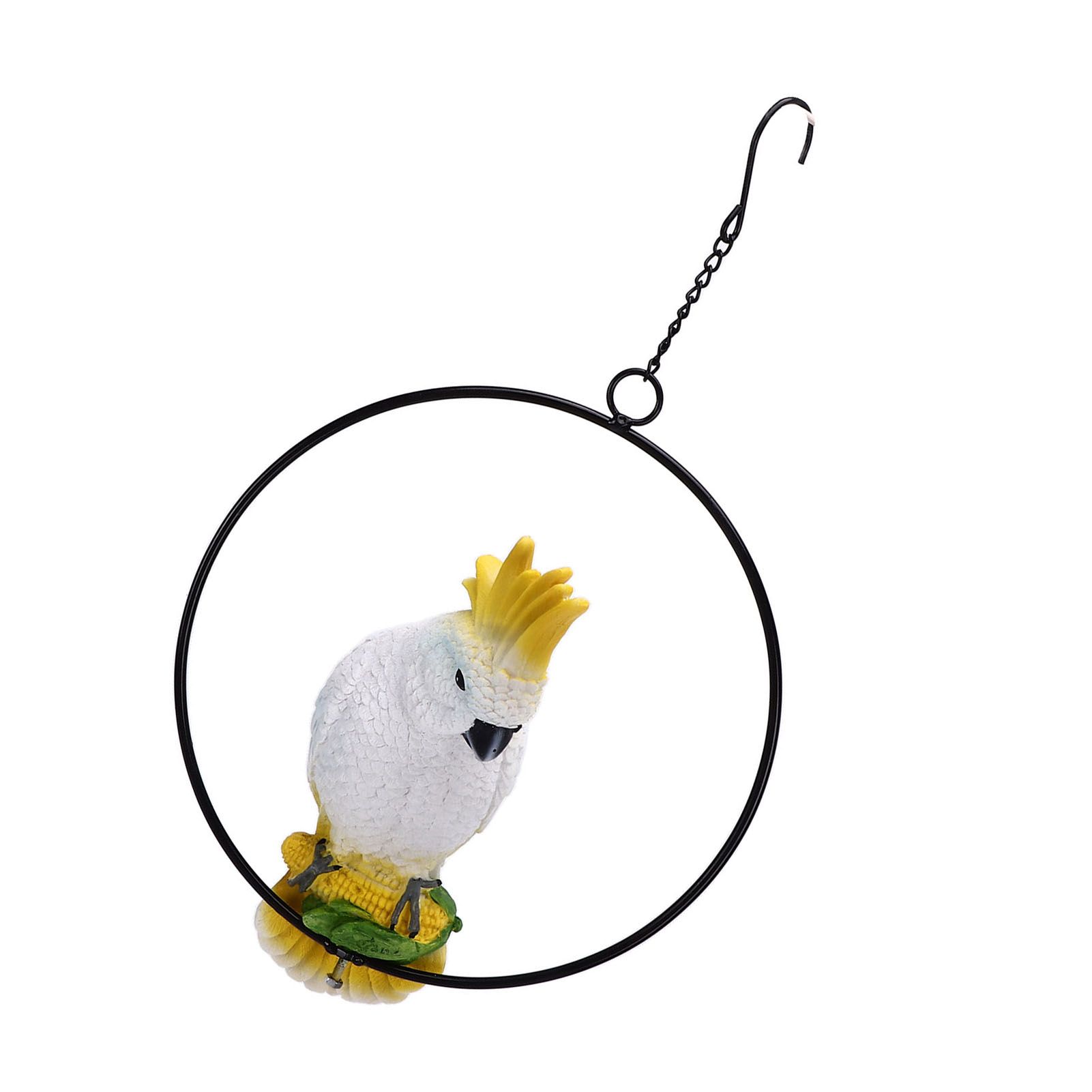 Iron Ring Parrots Decor Bright Texture Waterproof Iron Ring Parrots Resin Pendant Crafts - Image 3