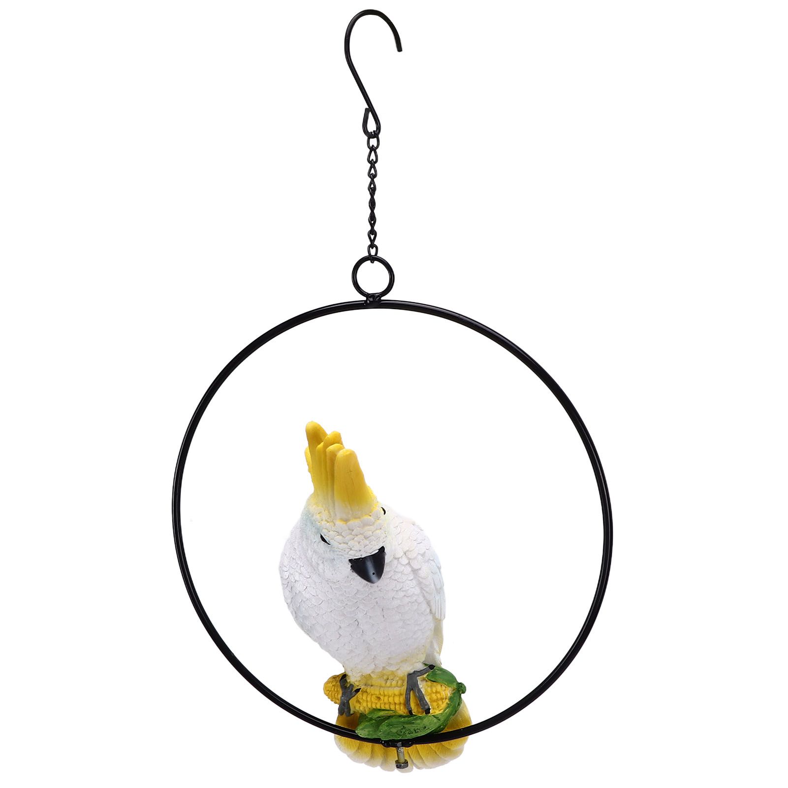 Iron Ring Parrots Decor Bright Texture Waterproof Iron Ring Parrots Resin Pendant Crafts - Image 8