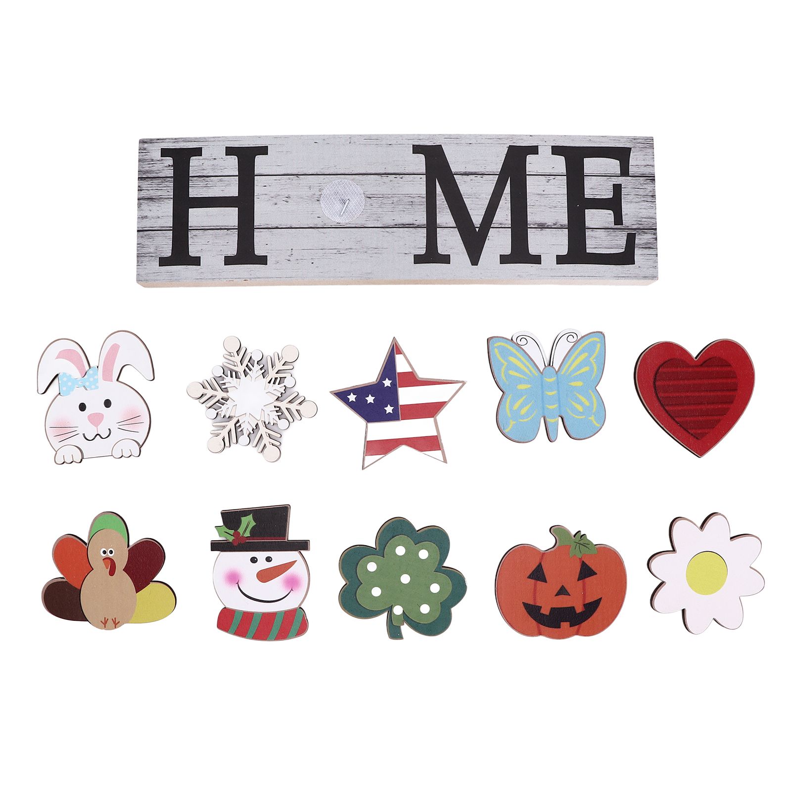 Wooden Country Home Decoration Welcome Sign Wall Decoration 10 Interchangeable Icons Letter Decoration Crafts - Image 1