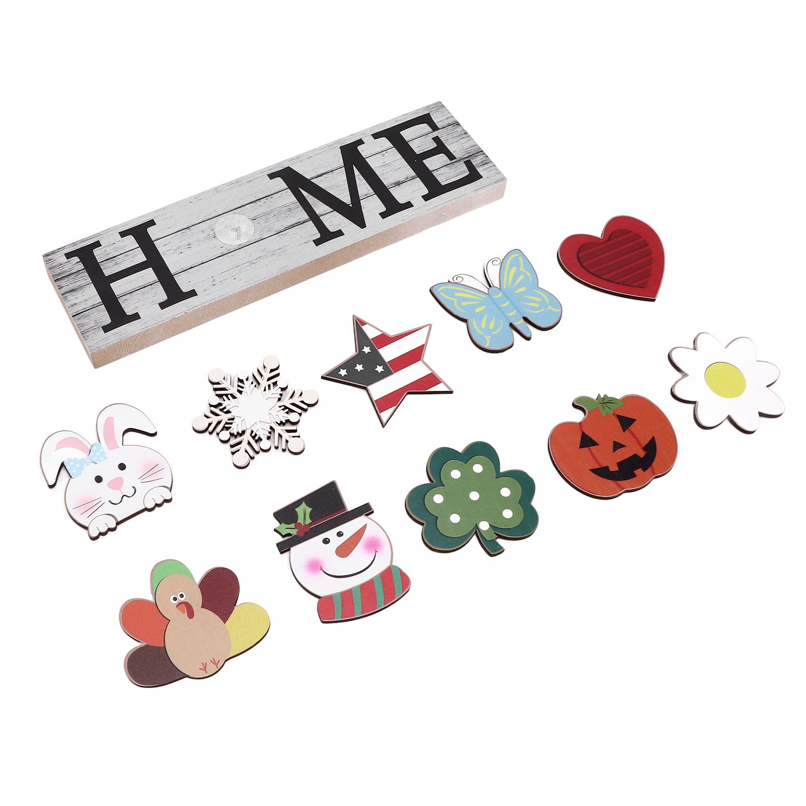 Wooden Country Home Decoration Welcome Sign Wall Decoration 10 Interchangeable Icons Letter Decoration Crafts - Image 2