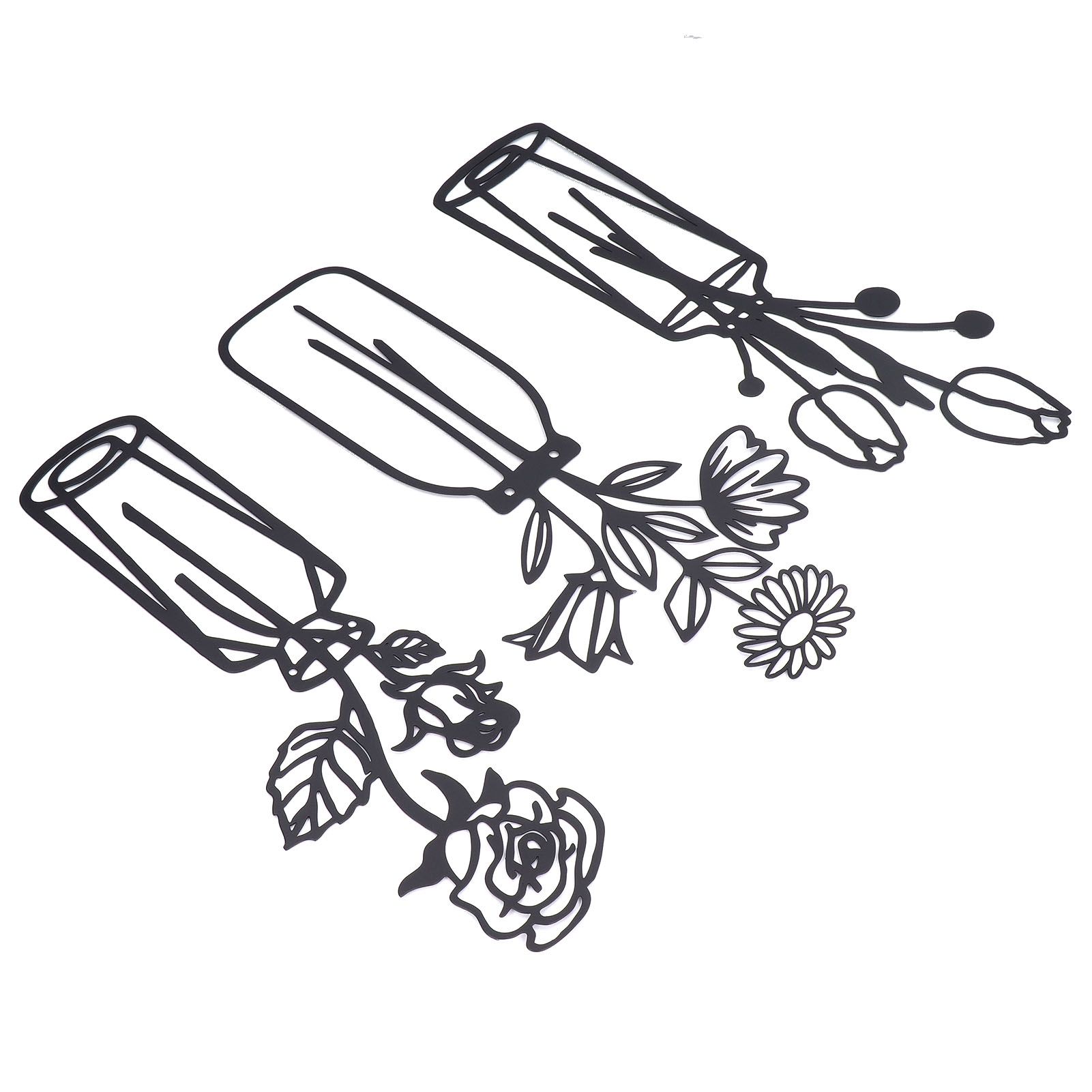 3Pcs Metal Vase Flowers Wall Art Elegant Prevent Rust Easy to Install Iron Flower Wall Art for Indoor Decoration - Image 2