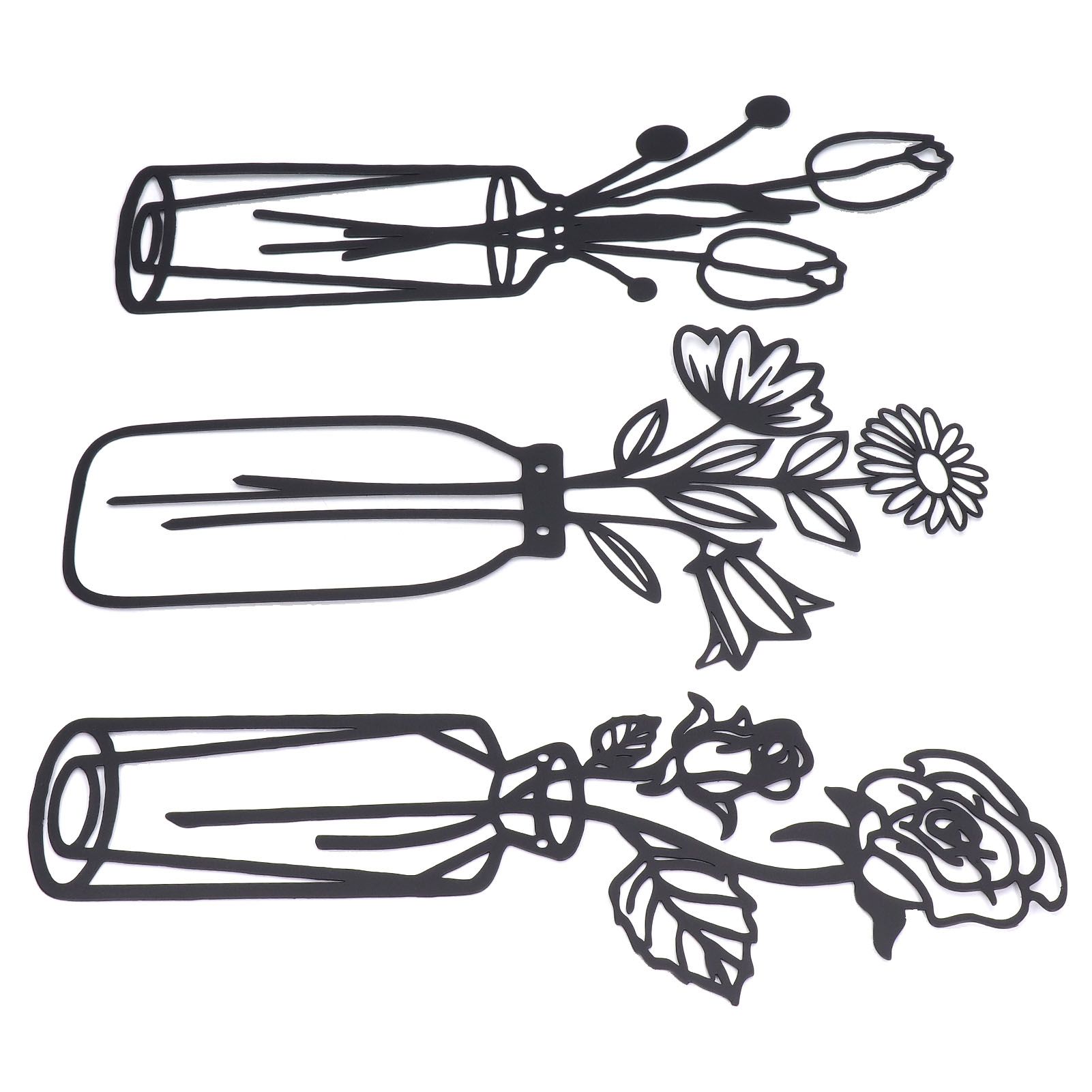 3Pcs Metal Vase Flowers Wall Art Elegant Prevent Rust Easy to Install Iron Flower Wall Art for Indoor Decoration - Image 5