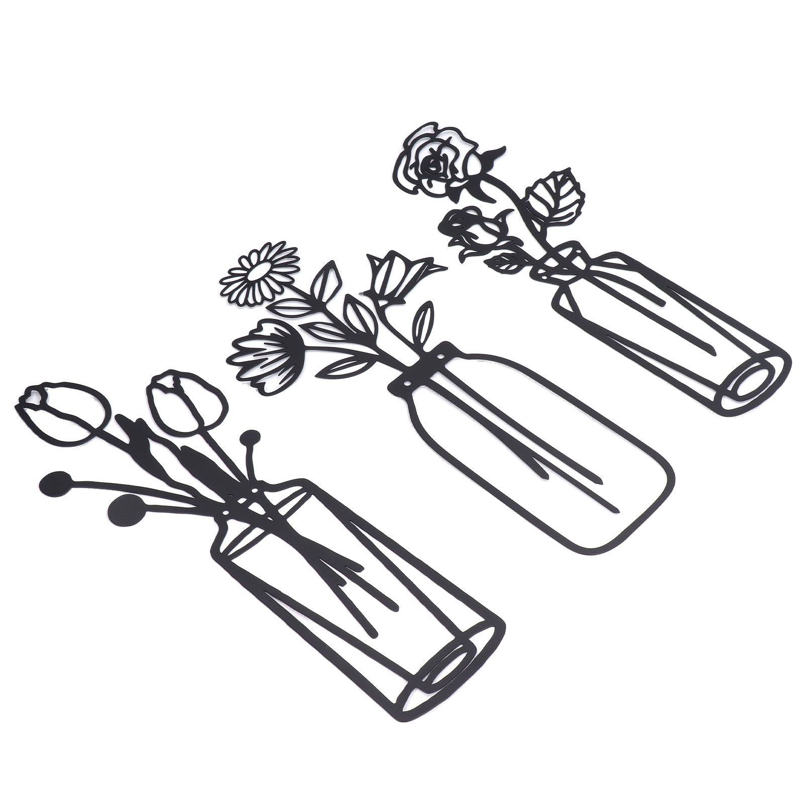 3Pcs Metal Vase Flowers Wall Art Elegant Prevent Rust Easy to Install Iron Flower Wall Art for Indoor Decoration - Image 6
