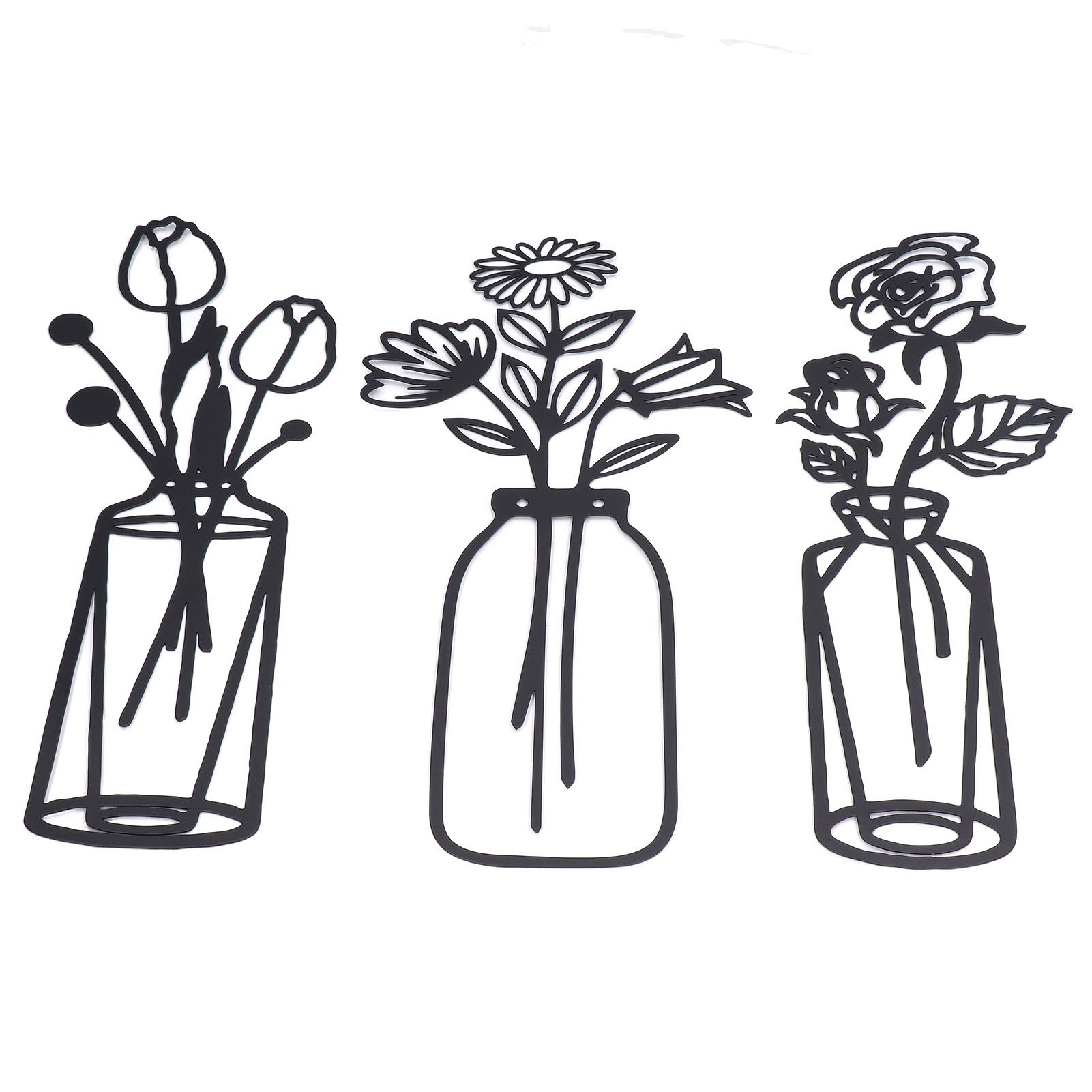 3Pcs Metal Vase Flowers Wall Art Elegant Prevent Rust Easy to Install Iron Flower Wall Art for Indoor Decoration - Image 7