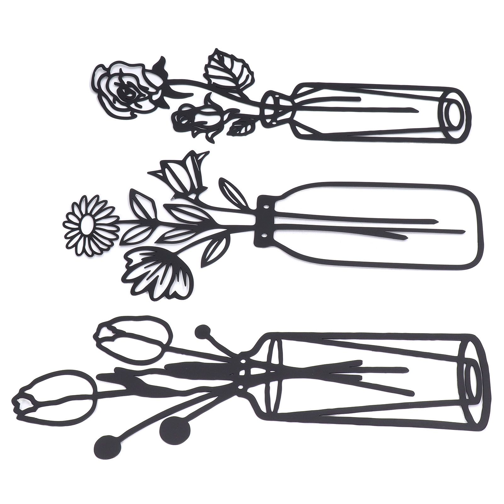 3Pcs Metal Vase Flowers Wall Art Elegant Prevent Rust Easy to Install Iron Flower Wall Art for Indoor Decoration - Image 8