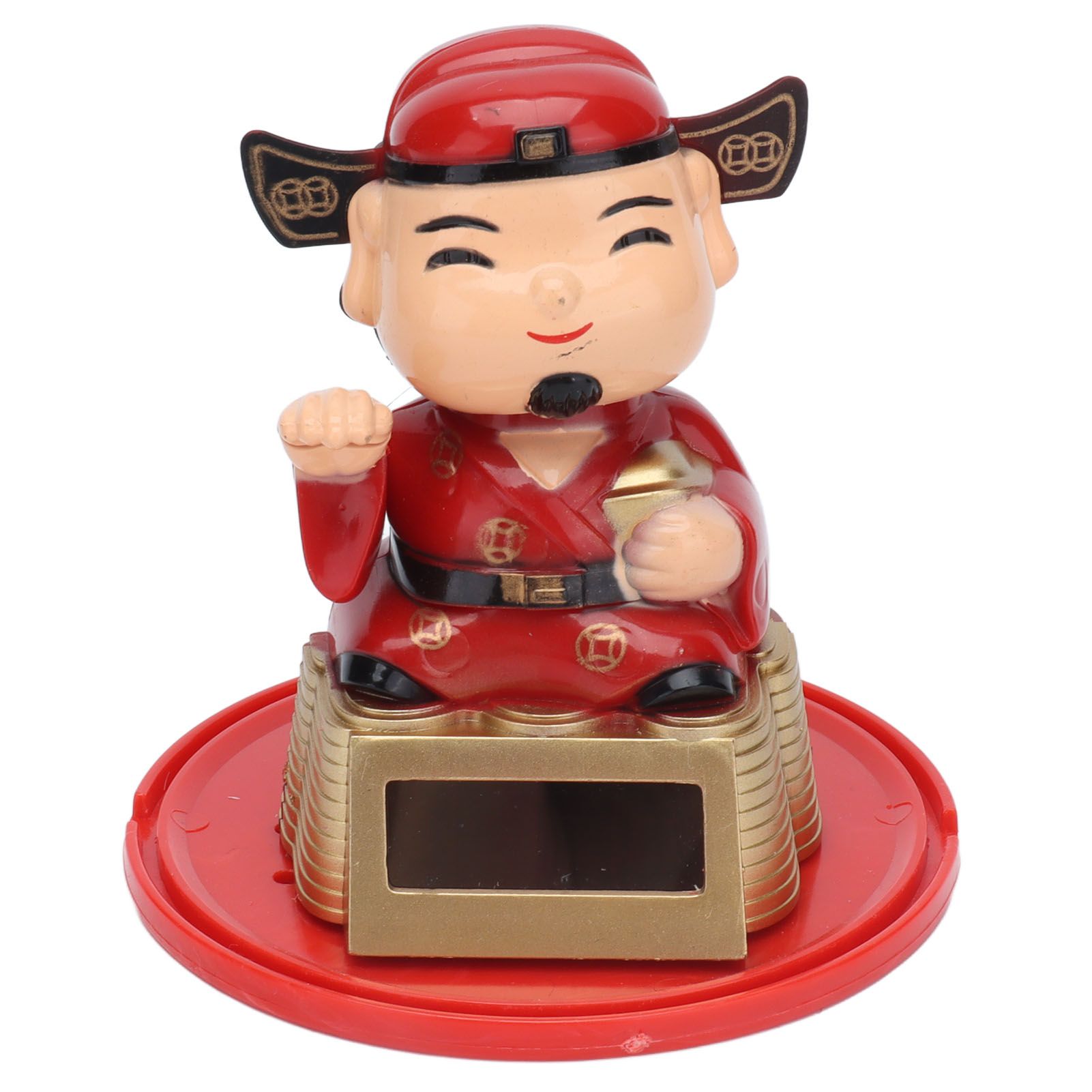 Lucky Ornaments Solar Powered Cute God of Wealth Decoration with Waving Arm for Home Office Car - Image 3