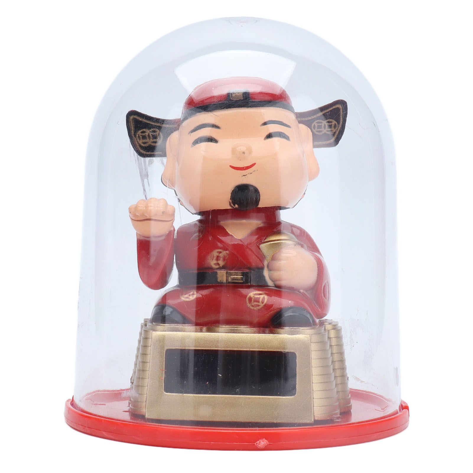 Lucky Ornaments Solar Powered Cute God of Wealth Decoration with Waving Arm for Home Office Car - Image 4