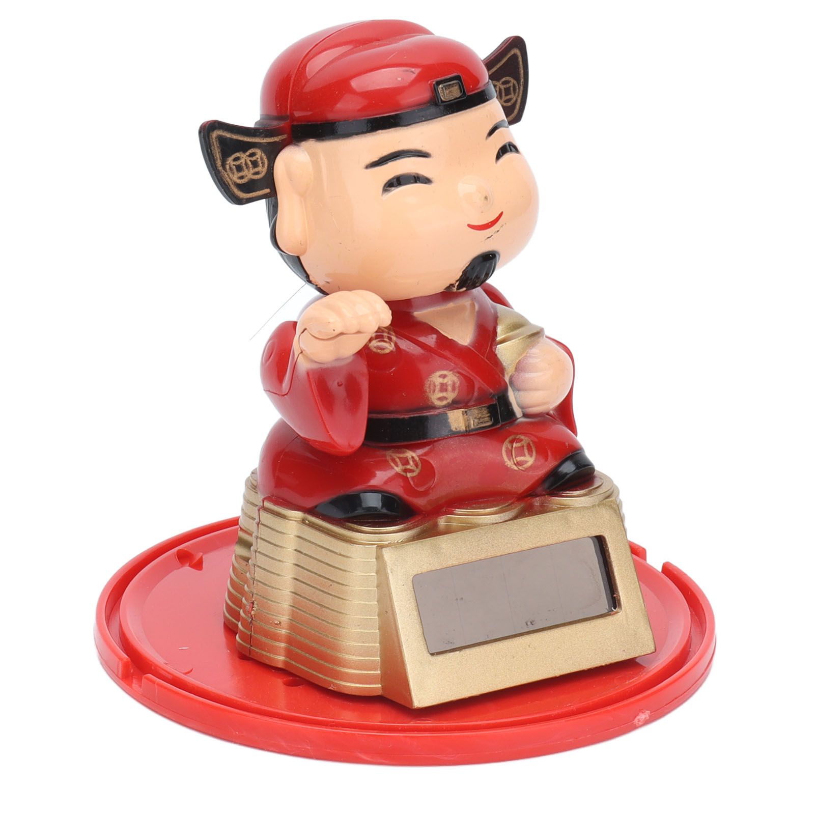 Lucky Ornaments Solar Powered Cute God of Wealth Decoration with Waving Arm for Home Office Car - Image 6